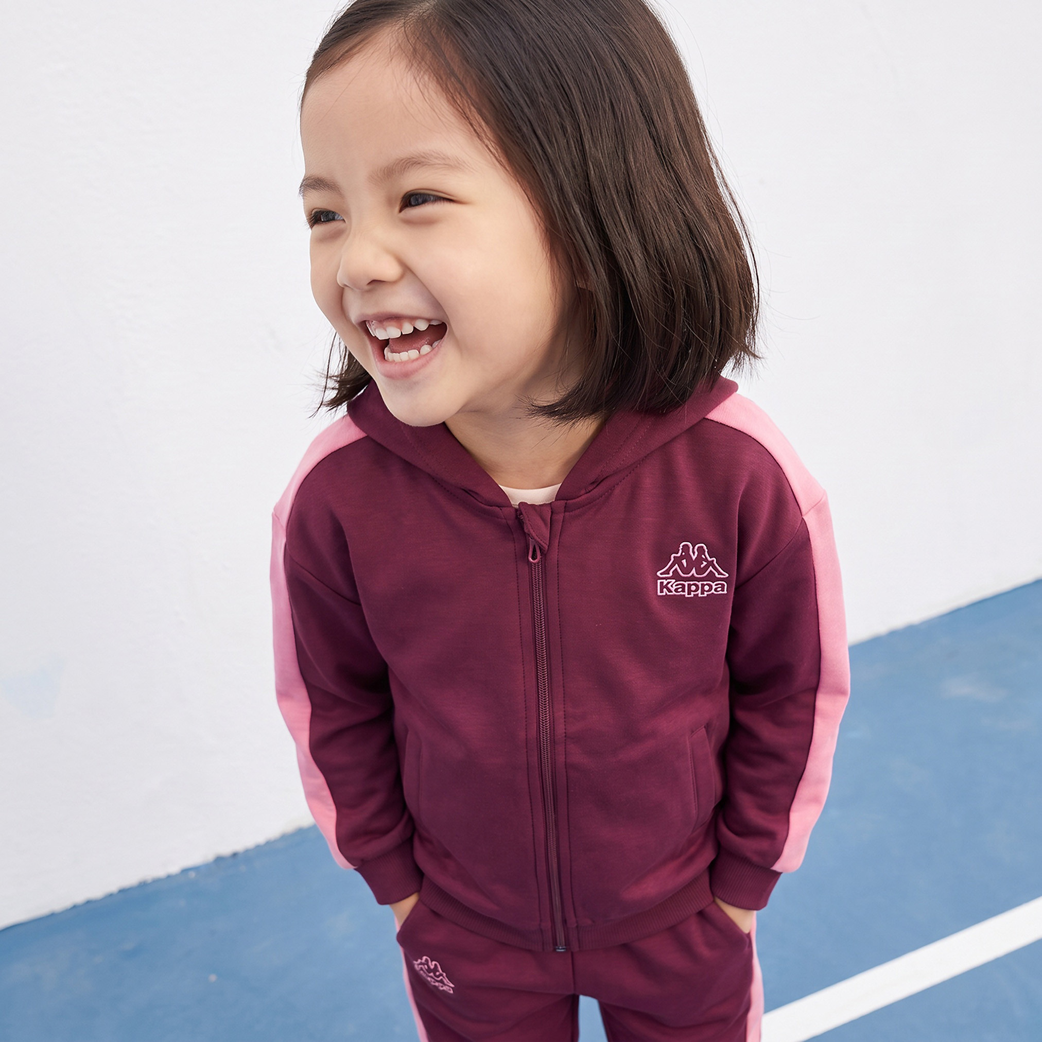 Kappa Hooded Long Sleeves Sweatshirt and Joggers Set with Stripes-baby-girls-clothing-setsandcoords-image-2