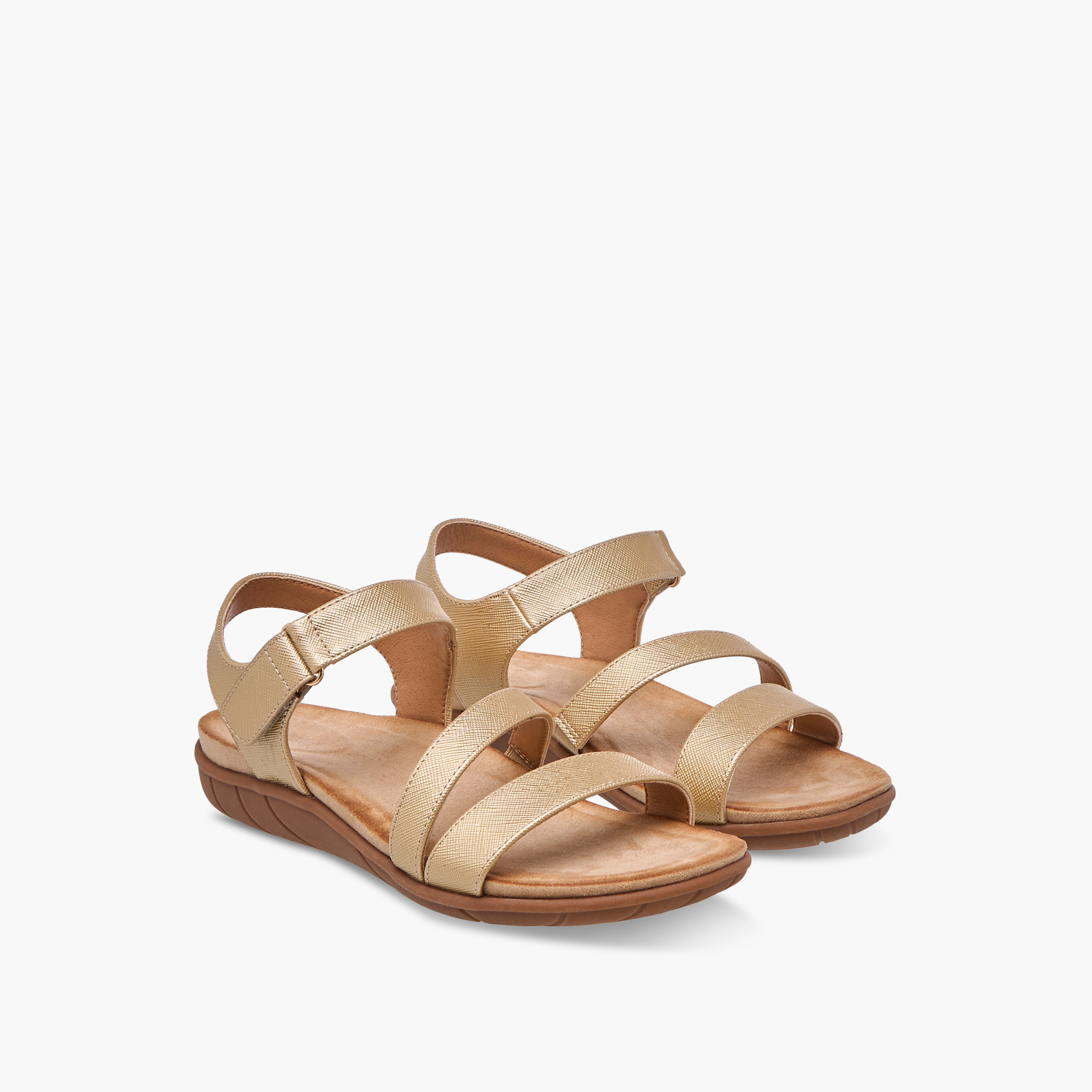 صندل بارز الملمس بحزام وشريط إغلاق لاصق من فلورا بيلا-women-shoes-flats-sandals-image-1