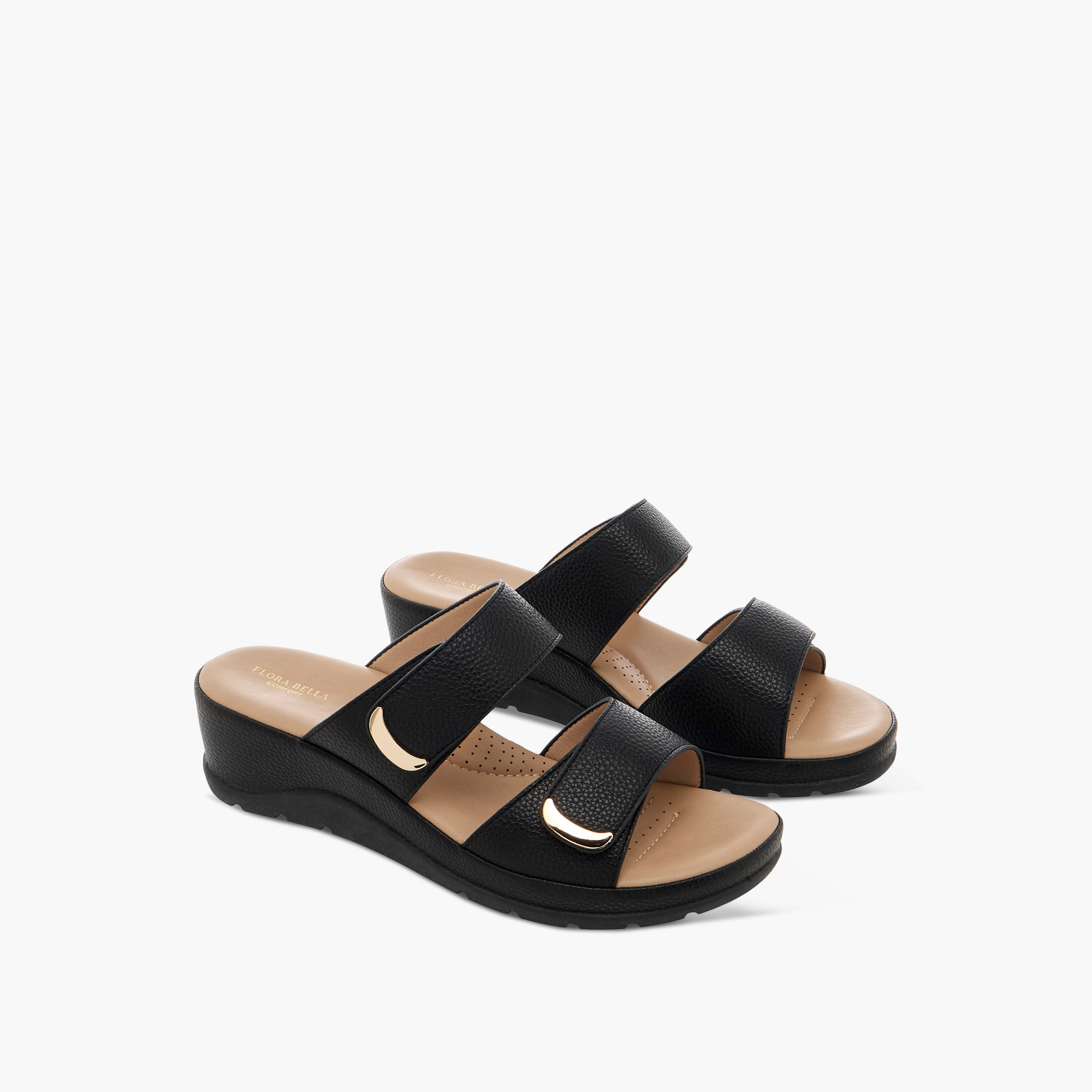 Flora Bella Textured Slip-On Comfort Sandals-women-shoes-sandals-heeled-image-1
