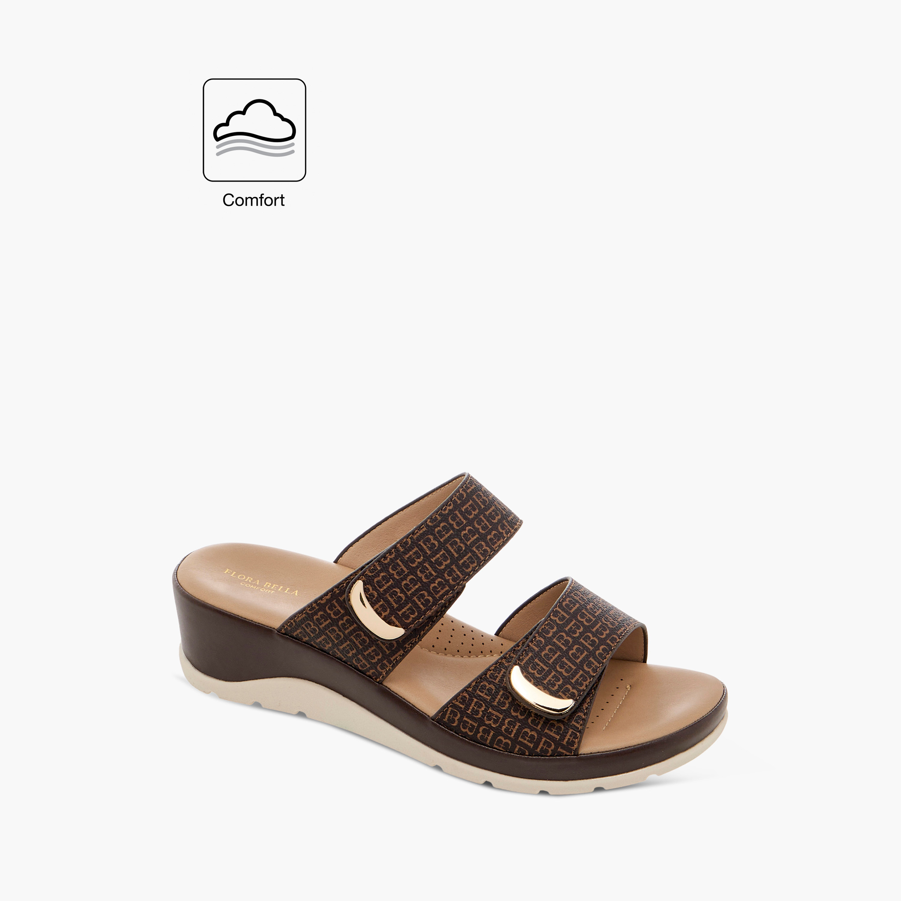 Flora Bella Monogram Print Slip-On Comfort Sandals-women-shoes-sandals-heeled-image-2