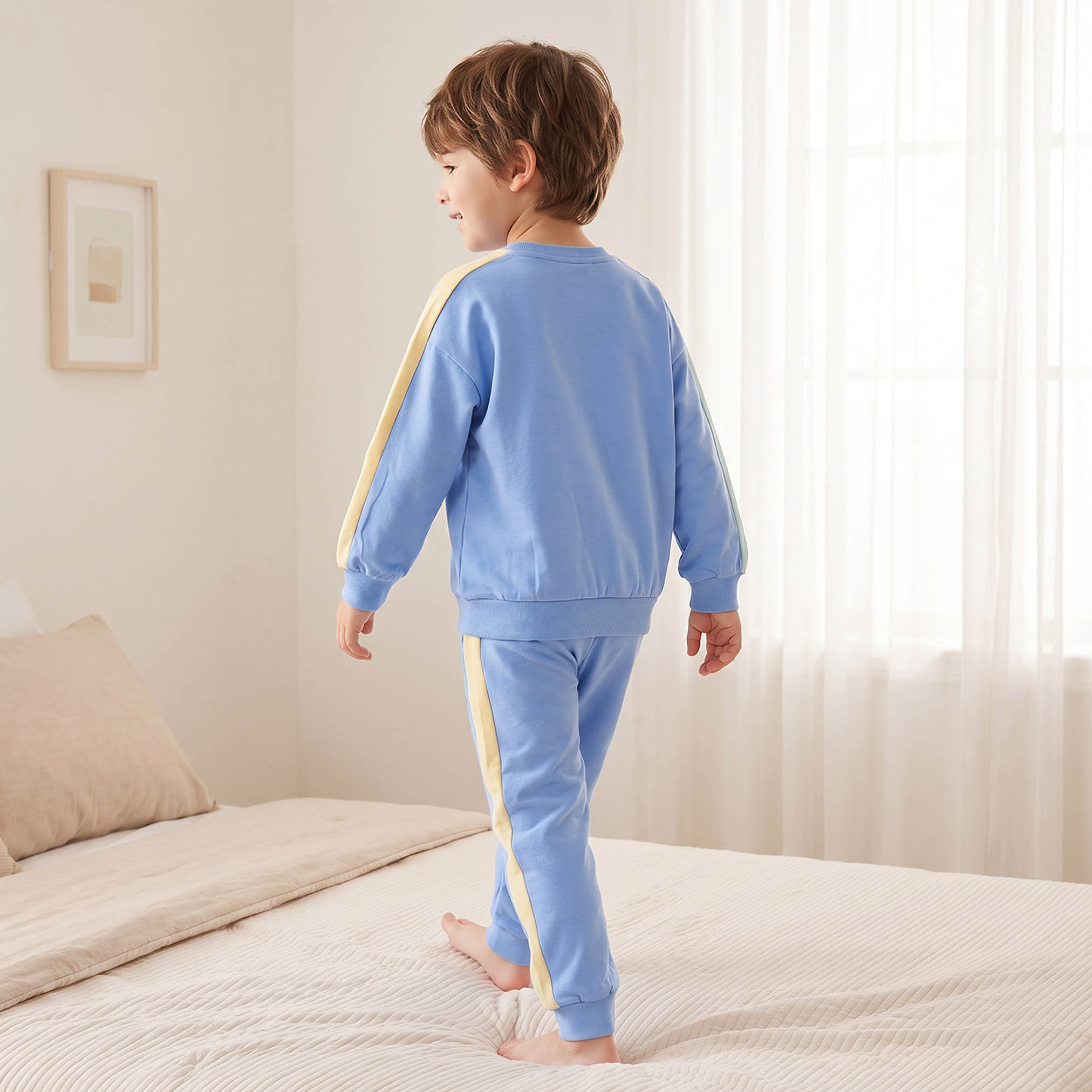 Juniors Cotton Crew Neck Long Sleeves Pyjama Set with Dinosaur Print-boys-clothing-nightwear-image-4