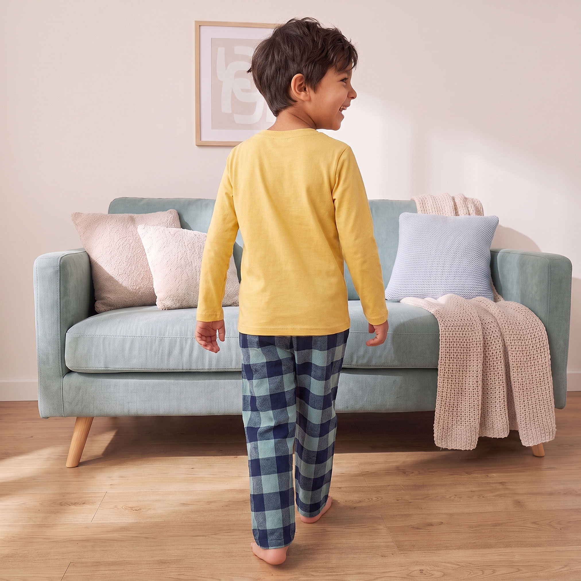 Juniors Cotton Crew Neck Long Sleeves Pyjama Set with Dinosaur Print-boys-clothing-nightwear-image-4