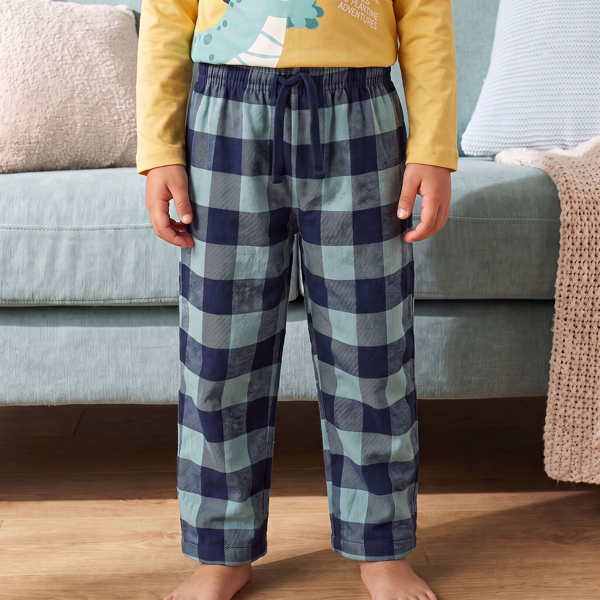 Juniors Cotton Crew Neck Long Sleeves Pyjama Set with Dinosaur Print-boys-clothing-nightwear-image-3