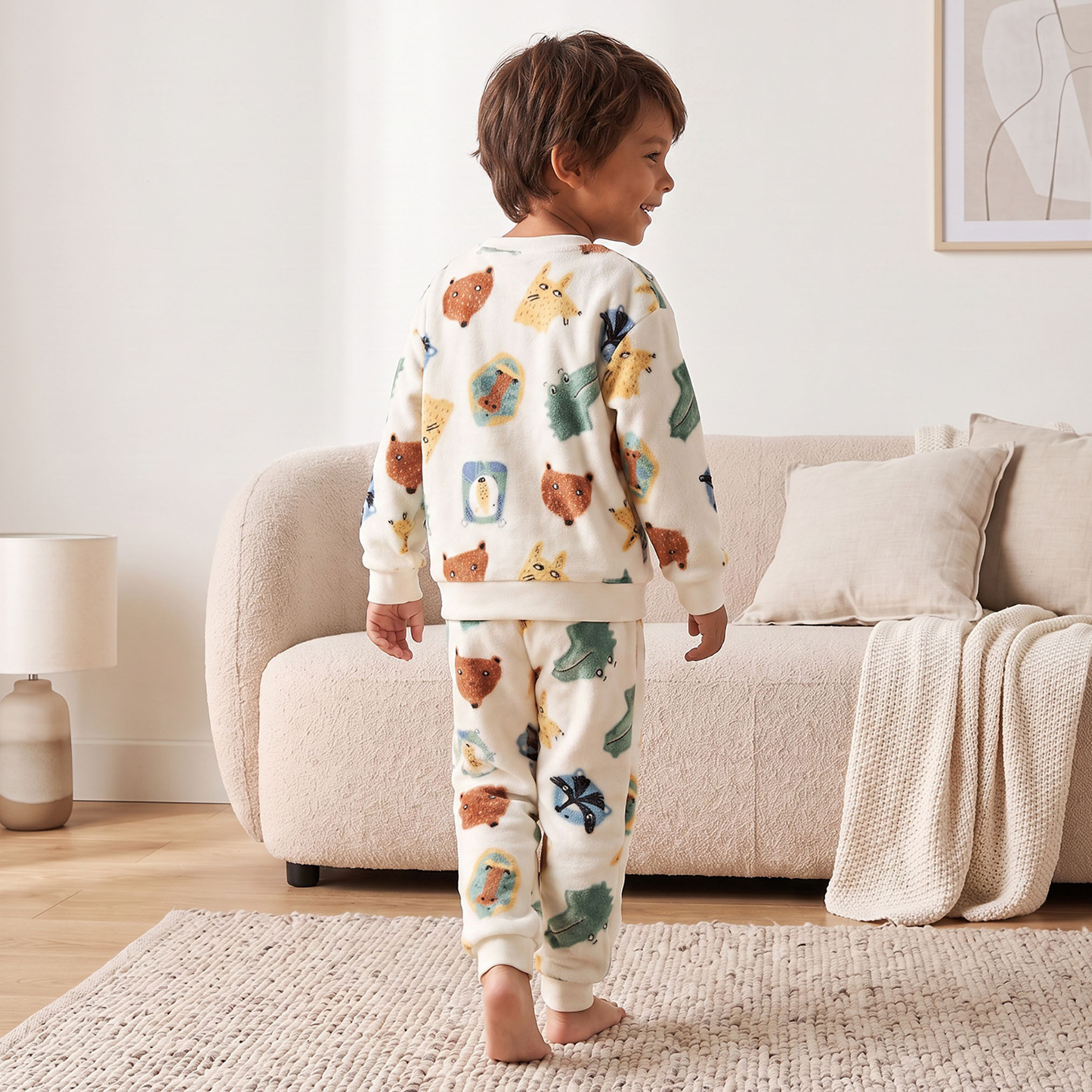 Juniors Cotton Crew Neck Long Sleeves Pyjama Set with Safari Print-boys-clothing-nightwear-image-4