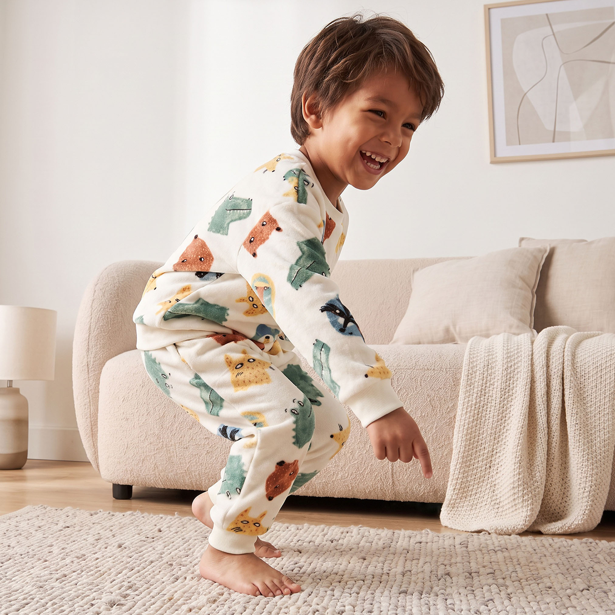 Juniors Cotton Crew Neck Long Sleeves Pyjama Set with Safari Print-boys-clothing-nightwear-image-7