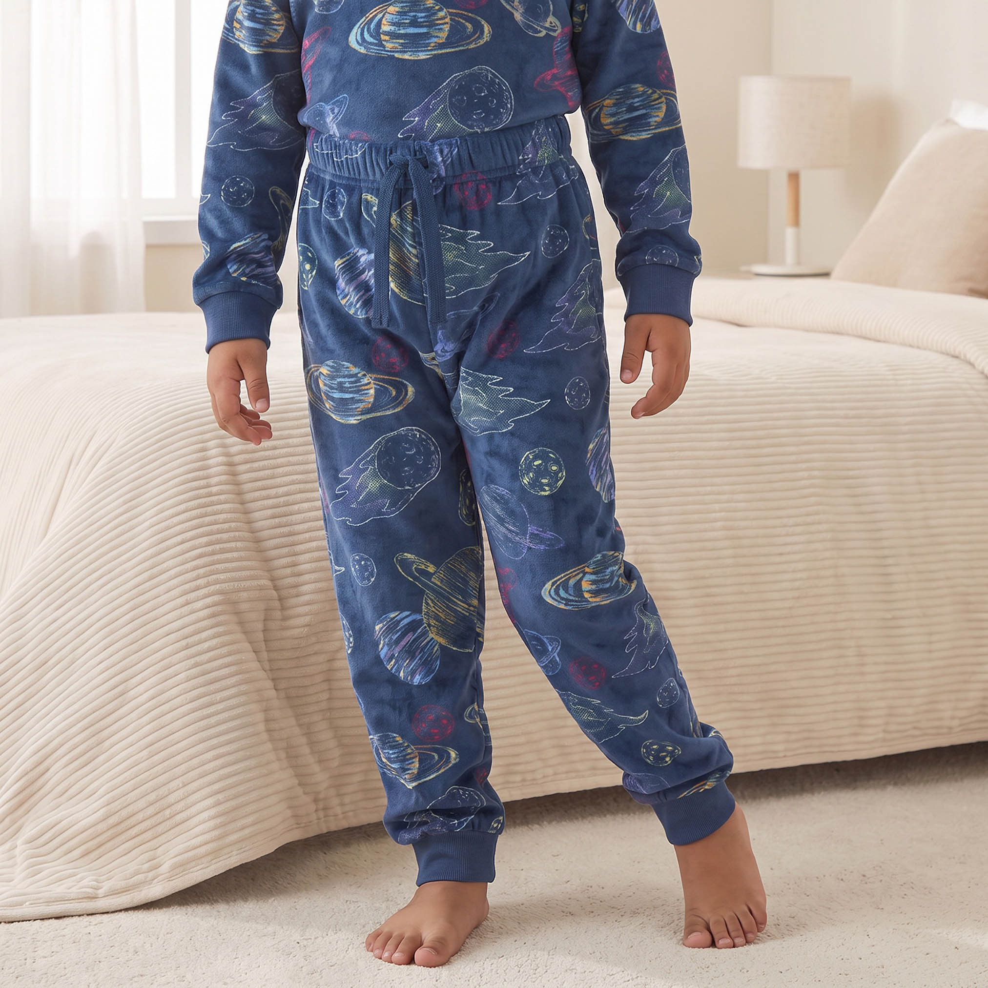 Juniors Cotton Crew Neck Long Sleeves Pyjama Set with Safari Print-boys-clothing-nightwear-image-3