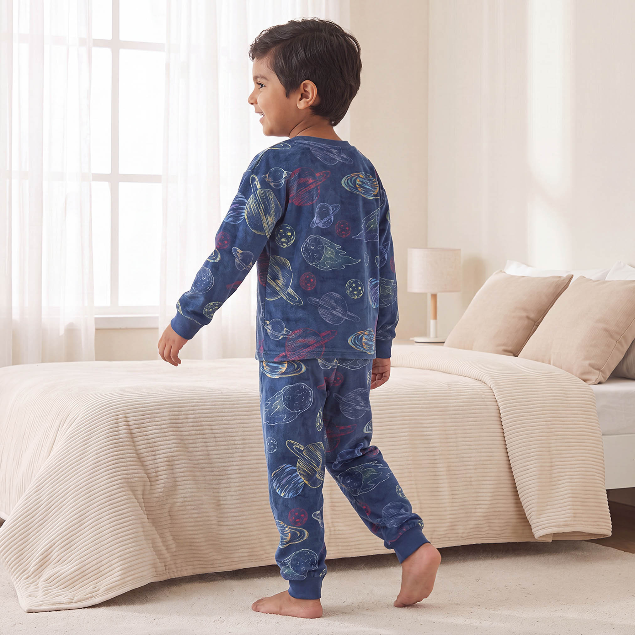 Juniors Cotton Crew Neck Long Sleeves Pyjama Set with Safari Print-boys-clothing-nightwear-image-4