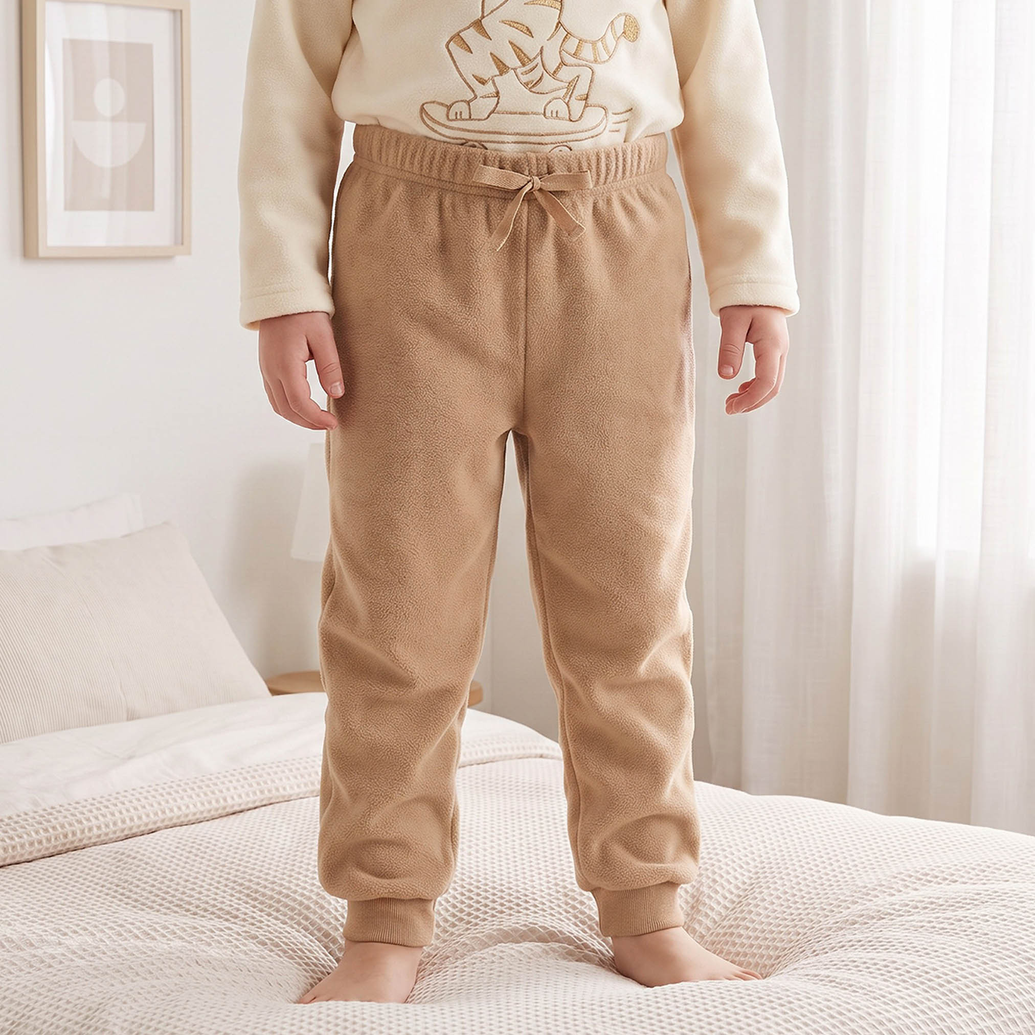 Juniors Crew Neck Long Sleeves Pyjama Set with Tiger Embroidery-boys-clothing-nightwear-image-3
