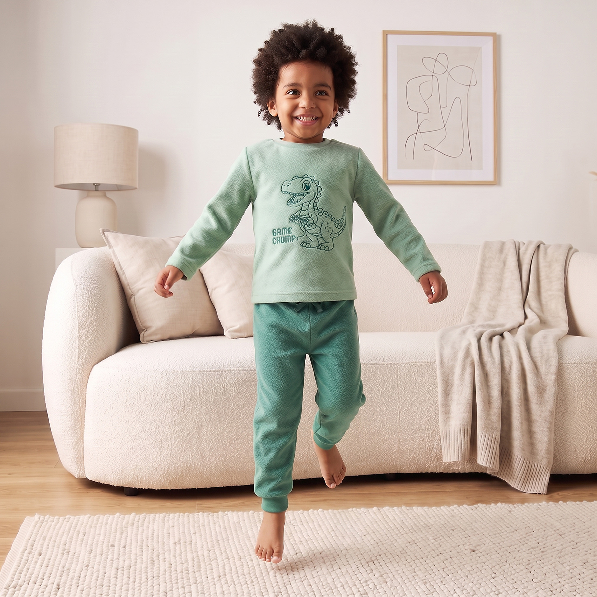طقم بيجاما بياقة مستديرة وأكمام طويلة بطبعة ديناصورات من جونيورز-boys-clothing-nightwear-image-3