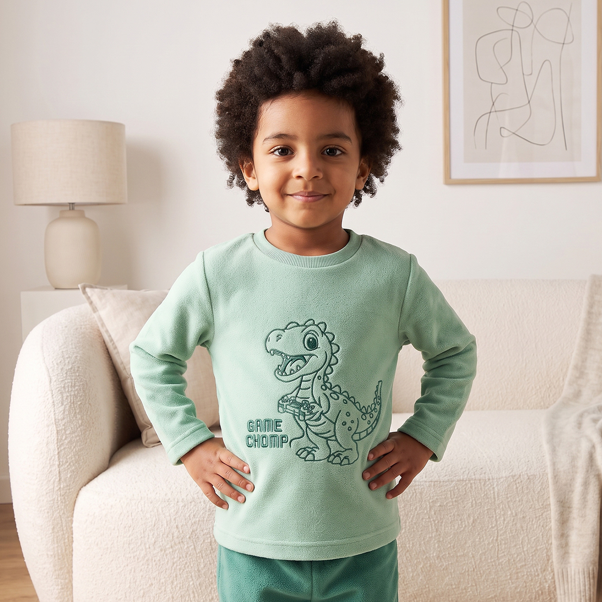 طقم بيجاما بياقة مستديرة وأكمام طويلة بطبعة ديناصورات من جونيورز-boys-clothing-nightwear-image-4