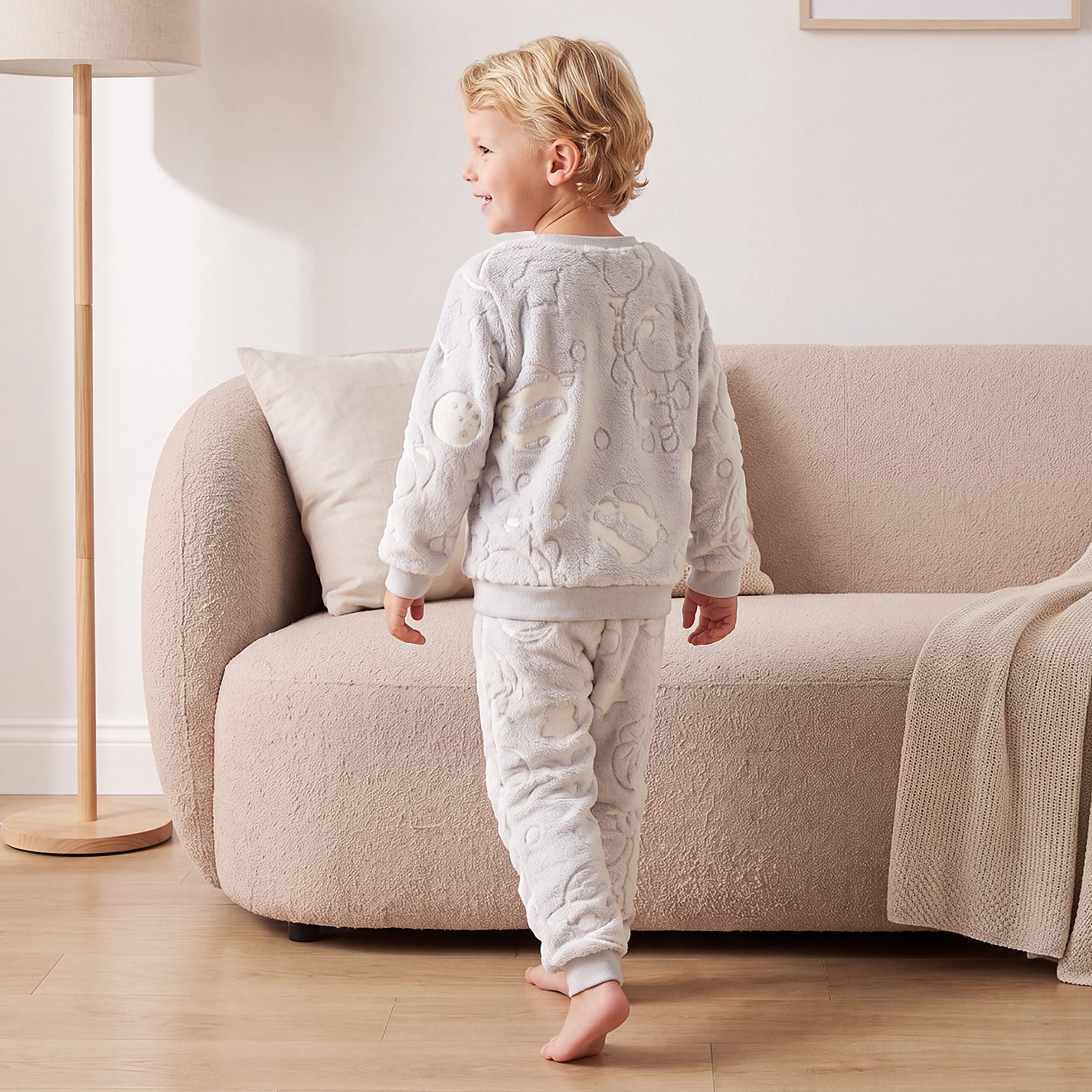 طقم بيجاما قطن بياقة مستديرة وأكمام طويلة بتصميم بارز الملمس من جونيورز-boys-clothing-nightwear-image-4