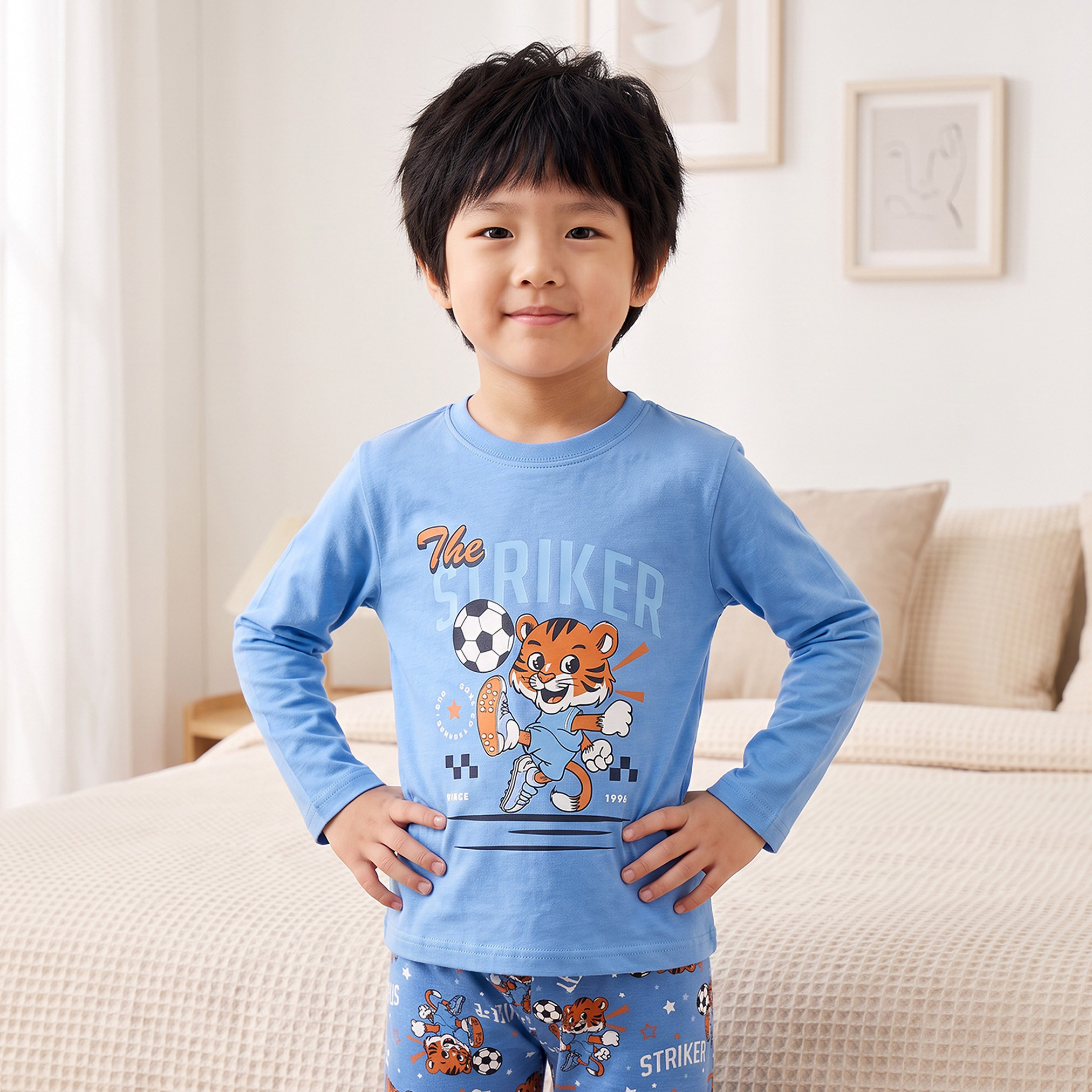 طقم بيجاما قطن بياقة ضيقة وأكمام طويلة بطبعات من جونيورز-boys-clothing-nightwear-image-2