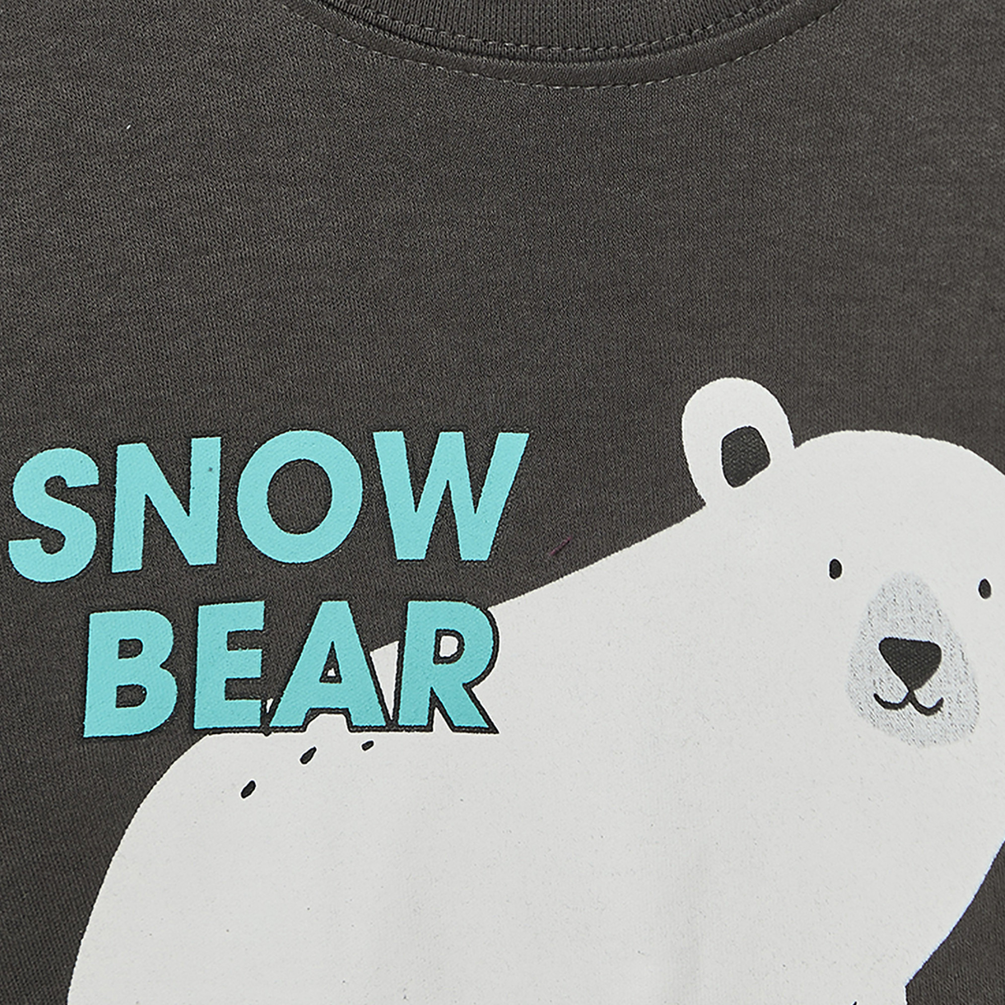 Juniors Cotton Crew Neck Long Sleeves Pyjama Set with Snow Bear Print-boys-clothing-nightwear-image-6