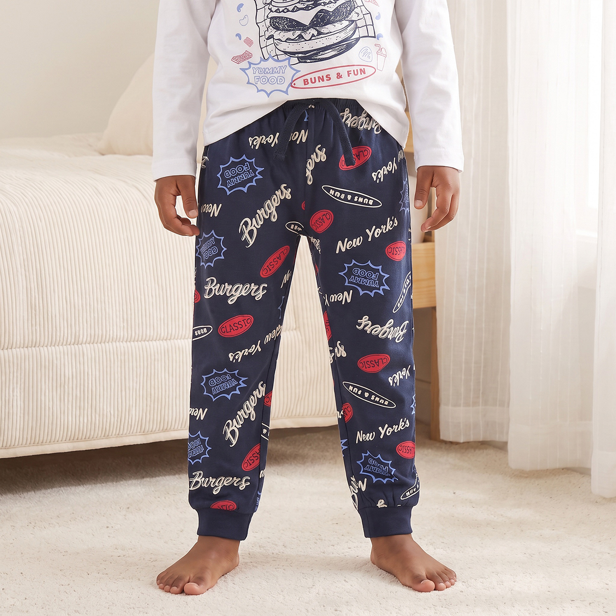 طقم بيجاما قطن بياقة ضيقة وأكمام طويلة وطبعات من جونيورز-boys-clothing-nightwear-image-3