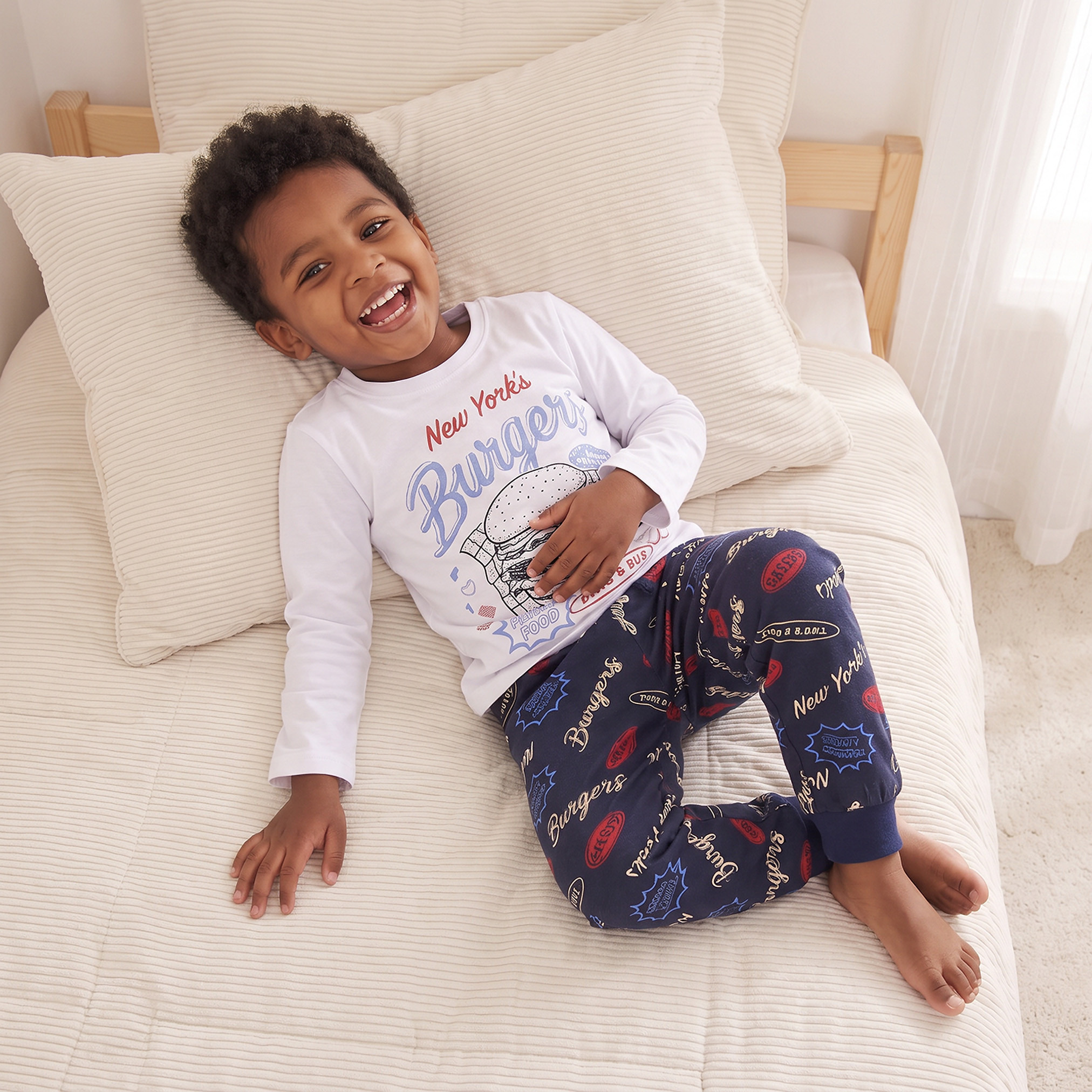 طقم بيجاما قطن بياقة ضيقة وأكمام طويلة وطبعات من جونيورز-boys-clothing-nightwear-image-8