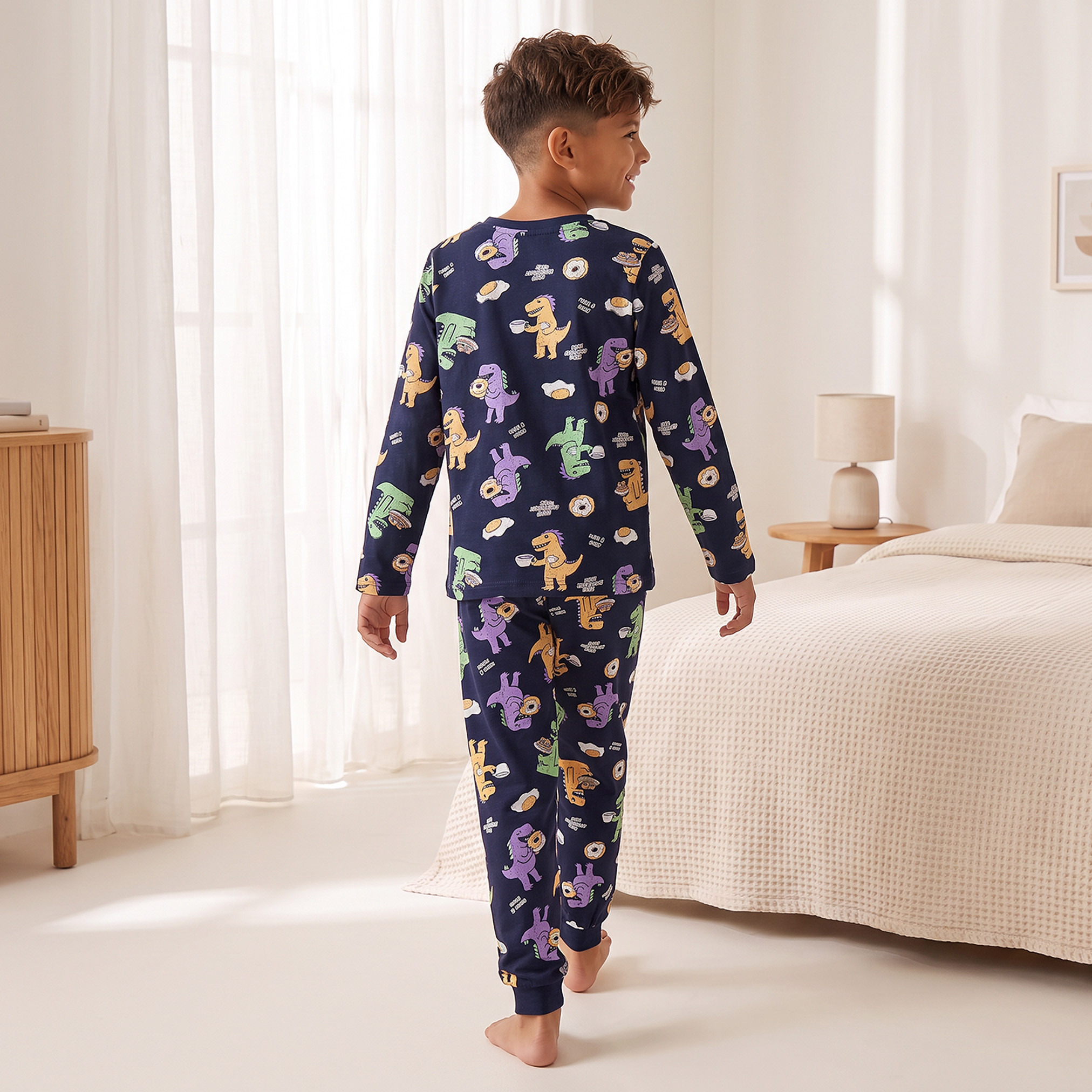 طقم بيجاما قطن بياقة ضيقة وأكمام طويلة وطبعات من جونيورز-boys-clothing-nightwear-image-4