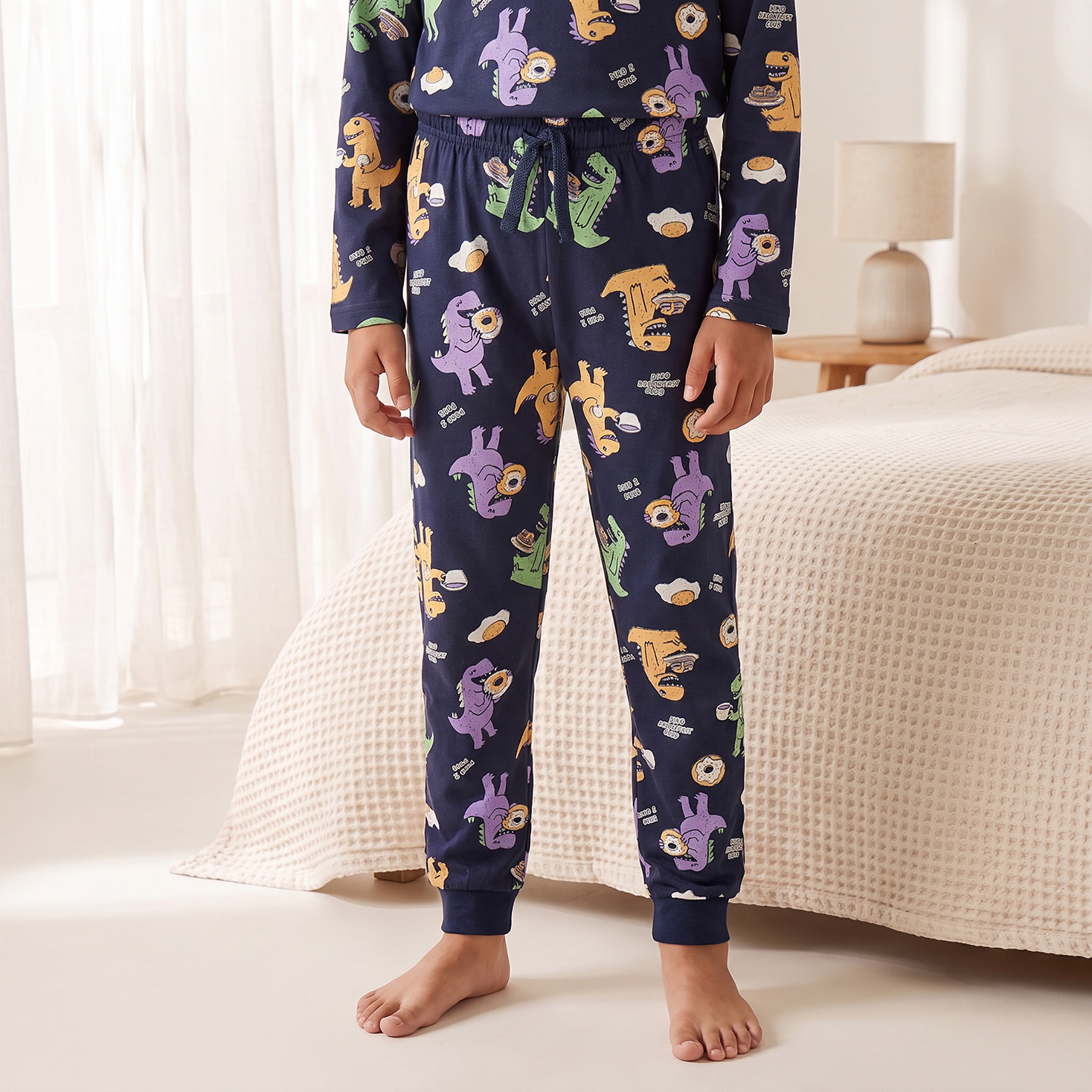 طقم بيجاما قطن بياقة ضيقة وأكمام طويلة وطبعات من جونيورز-boys-clothing-nightwear-image-3
