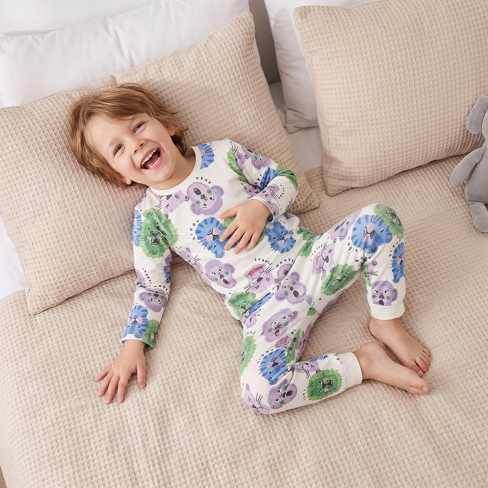 طقم بيجاما قطن بياقة ضيقة وأكمام طويلة وطبعات من جونيورز-boys-clothing-nightwear-image-8