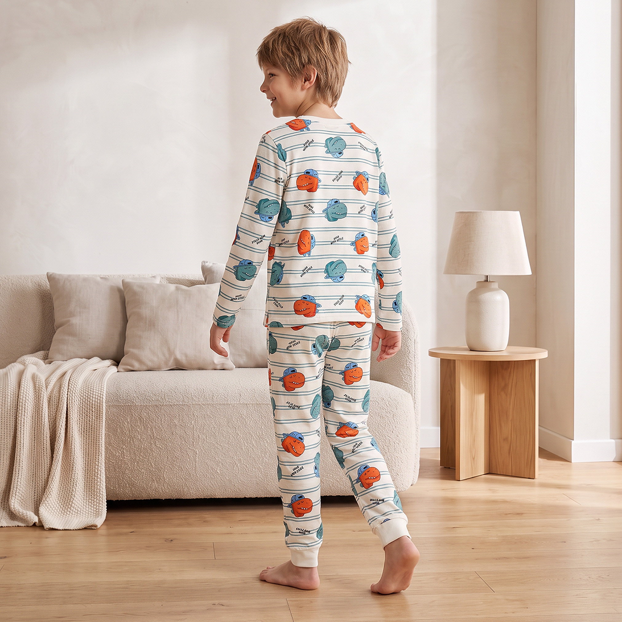 طقم بيجاما قطن بياقة ضيقة وأكمام طويلة وطبعات من جونيورز-baby-boys-clothing-nightwear-pyjamasets-image-2