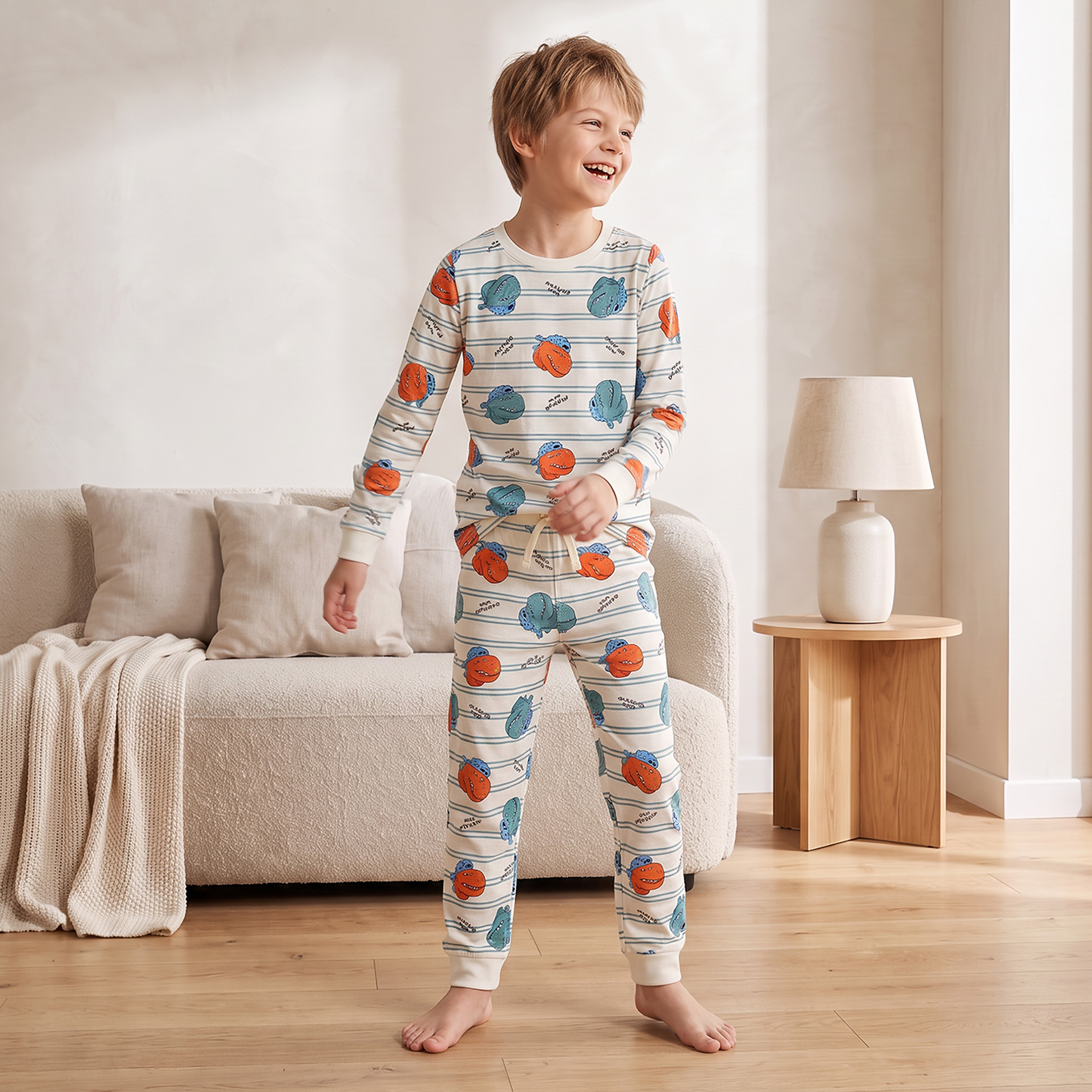 طقم بيجاما قطن بياقة ضيقة وأكمام طويلة وطبعات من جونيورز-baby-boys-clothing-nightwear-pyjamasets-image-5