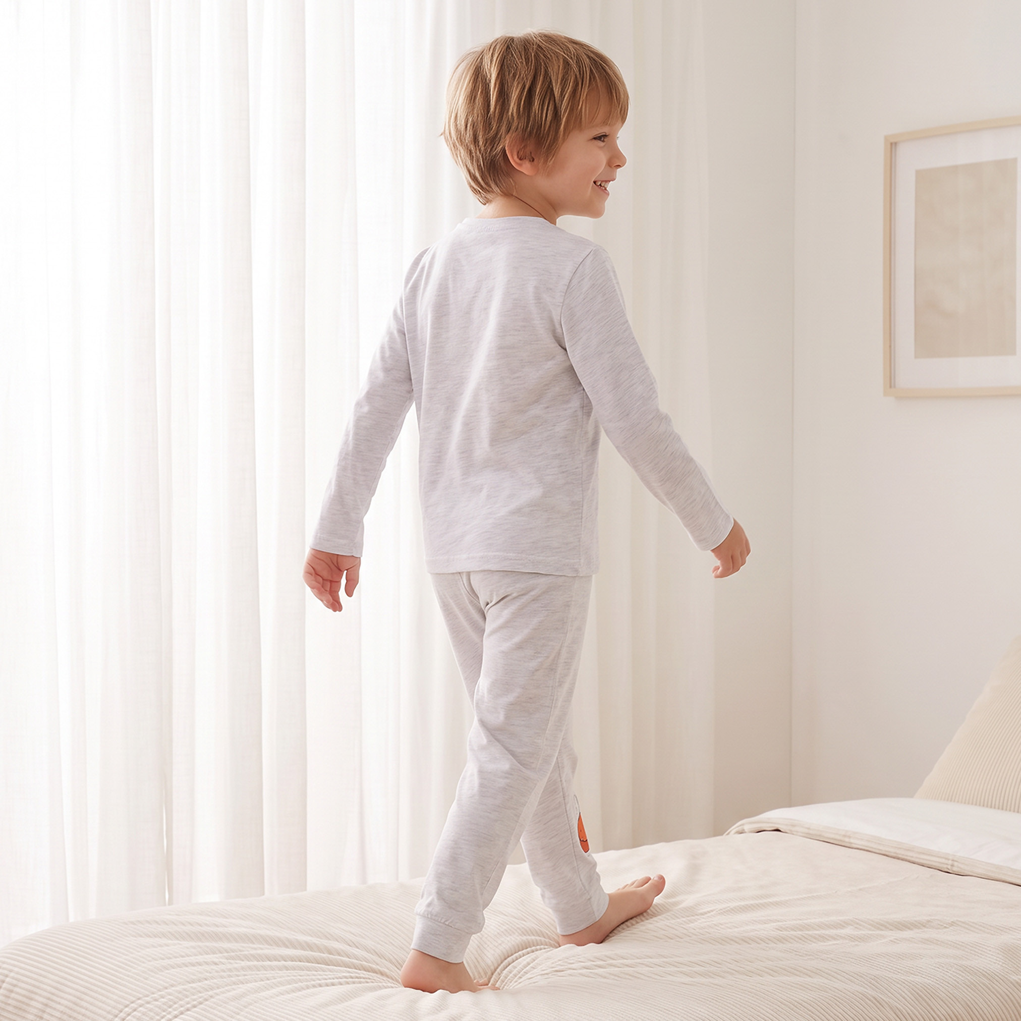 طقم بيجاما قطن بياقة ضيقة وأكمام طويلة بطبعات من جونيورز-baby-boys-clothing-nightwear-pyjamasets-image-2