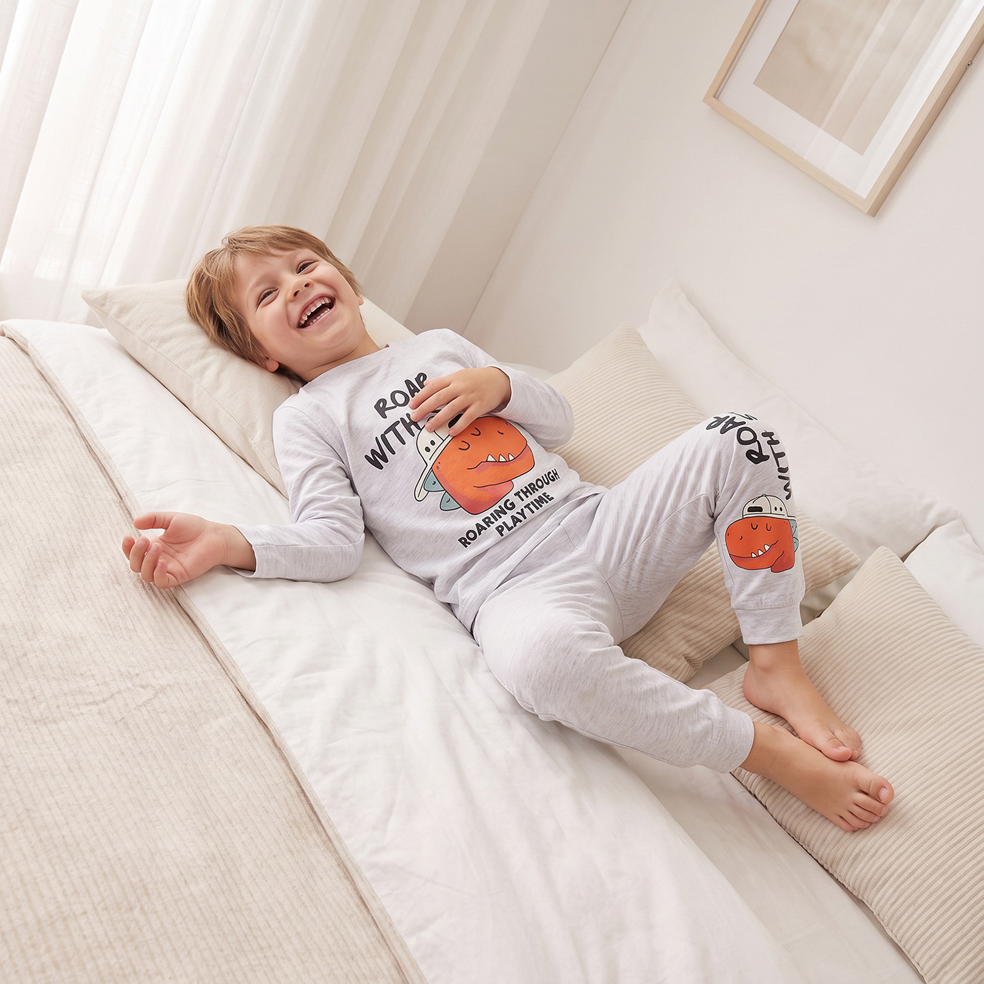 طقم بيجاما قطن بياقة ضيقة وأكمام طويلة بطبعات من جونيورز-baby-boys-clothing-nightwear-pyjamasets-image-6