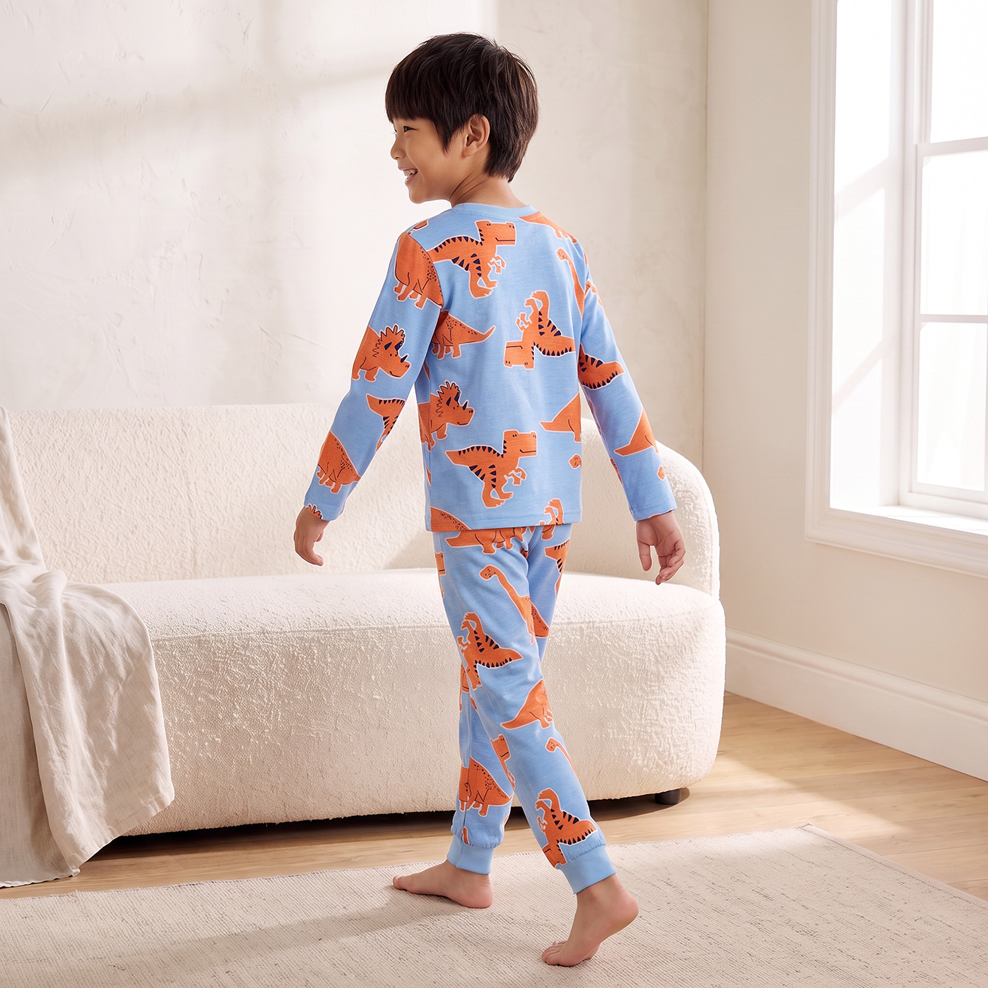 طقم بيجاما قطن بياقة مستديرة وأكمام طويلة وطبعات من جونيورز-baby-boys-clothing-nightwear-pyjamasets-image-2