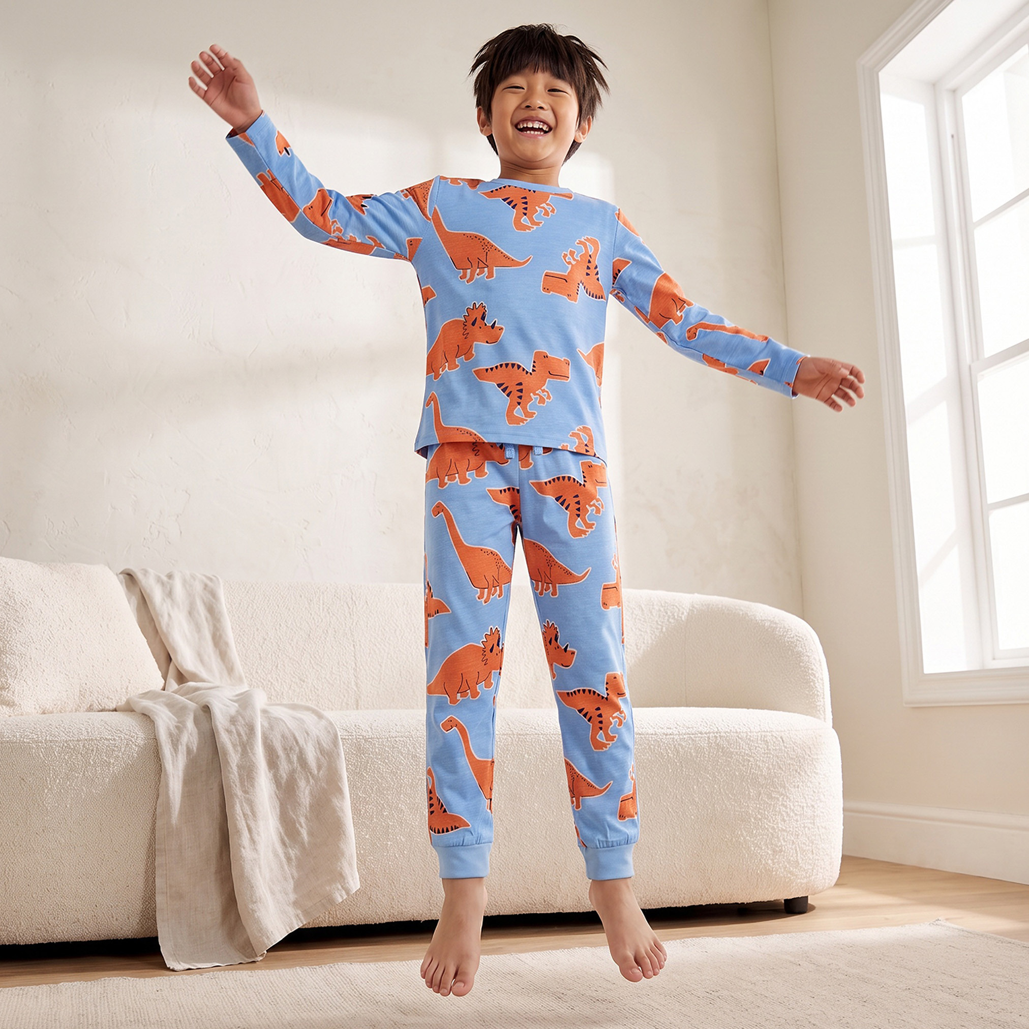 طقم بيجاما قطن بياقة مستديرة وأكمام طويلة وطبعات من جونيورز-baby-boys-clothing-nightwear-pyjamasets-image-6