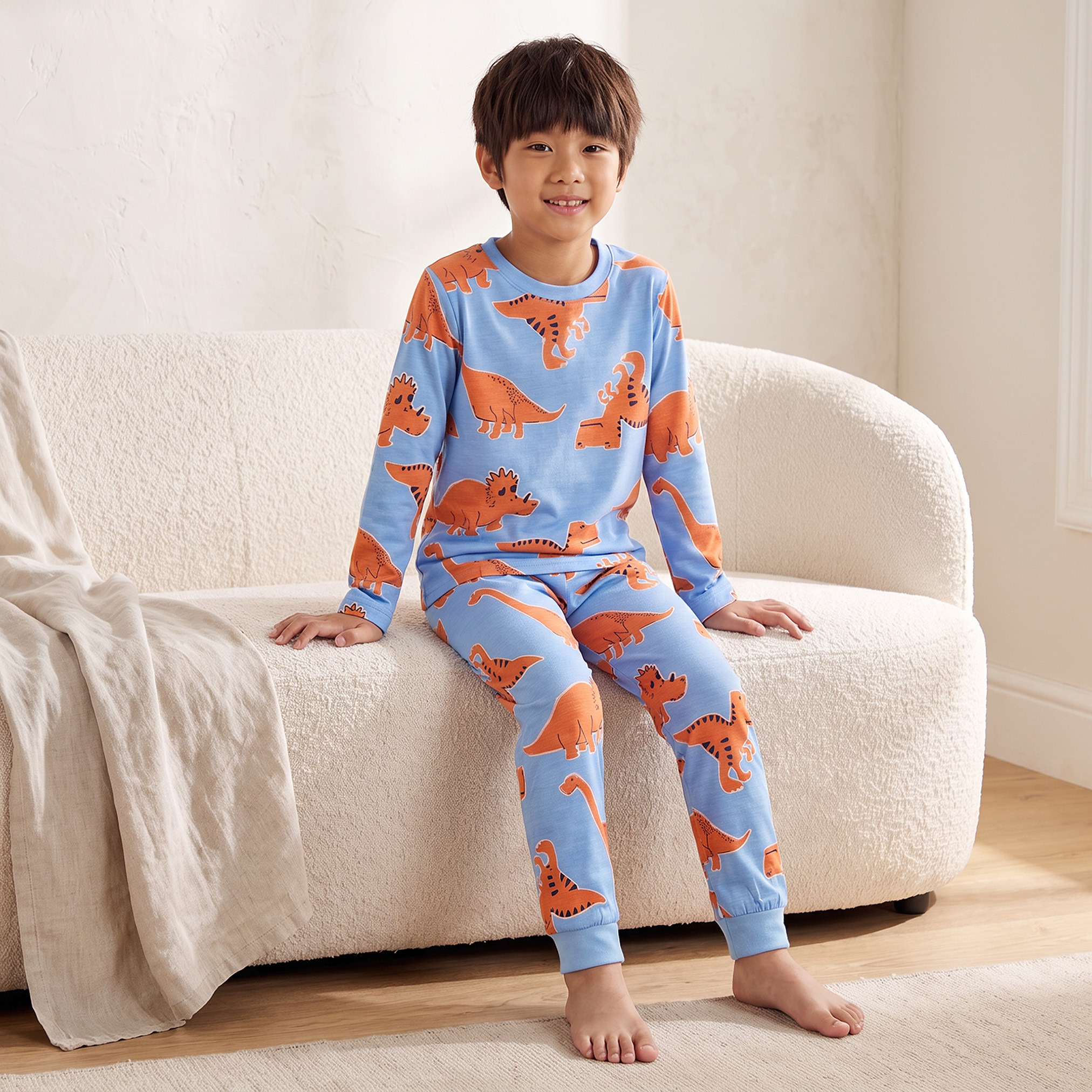 طقم بيجاما قطن بياقة مستديرة وأكمام طويلة وطبعات من جونيورز-baby-boys-clothing-nightwear-pyjamasets-image-7