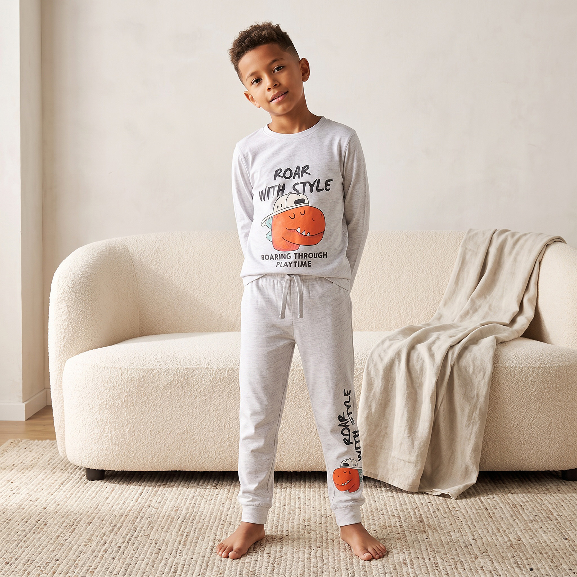 طقم 3 قطع بيجاما قطن بياقة ضيقة وأكمام طويلة بطبعات من جونيورز-baby-boys-clothing-nightwear-pyjamasets-image-10