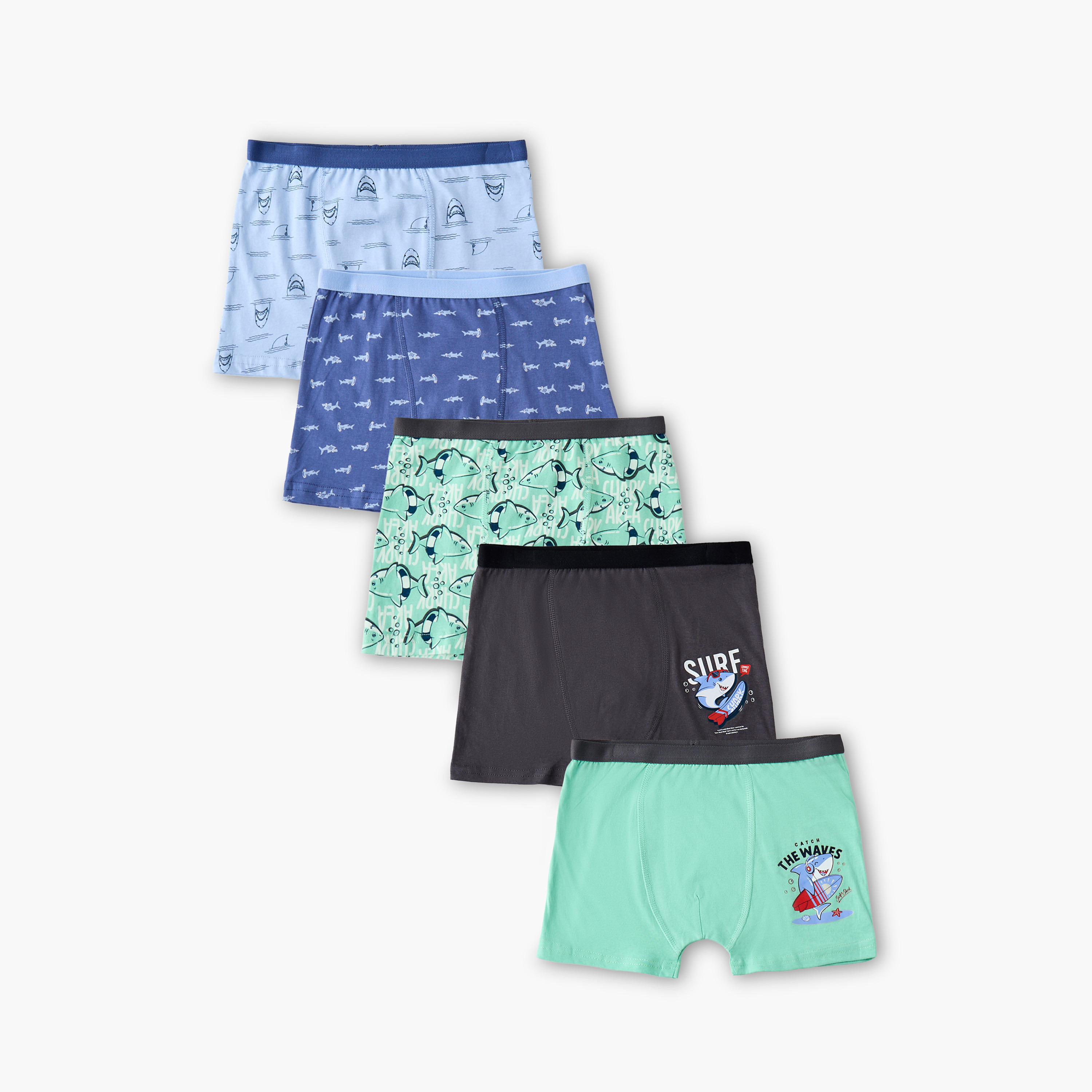 Pack of 5 Juniors Boxers with Shark Print-baby-boys-clothing-innerwear-image-1