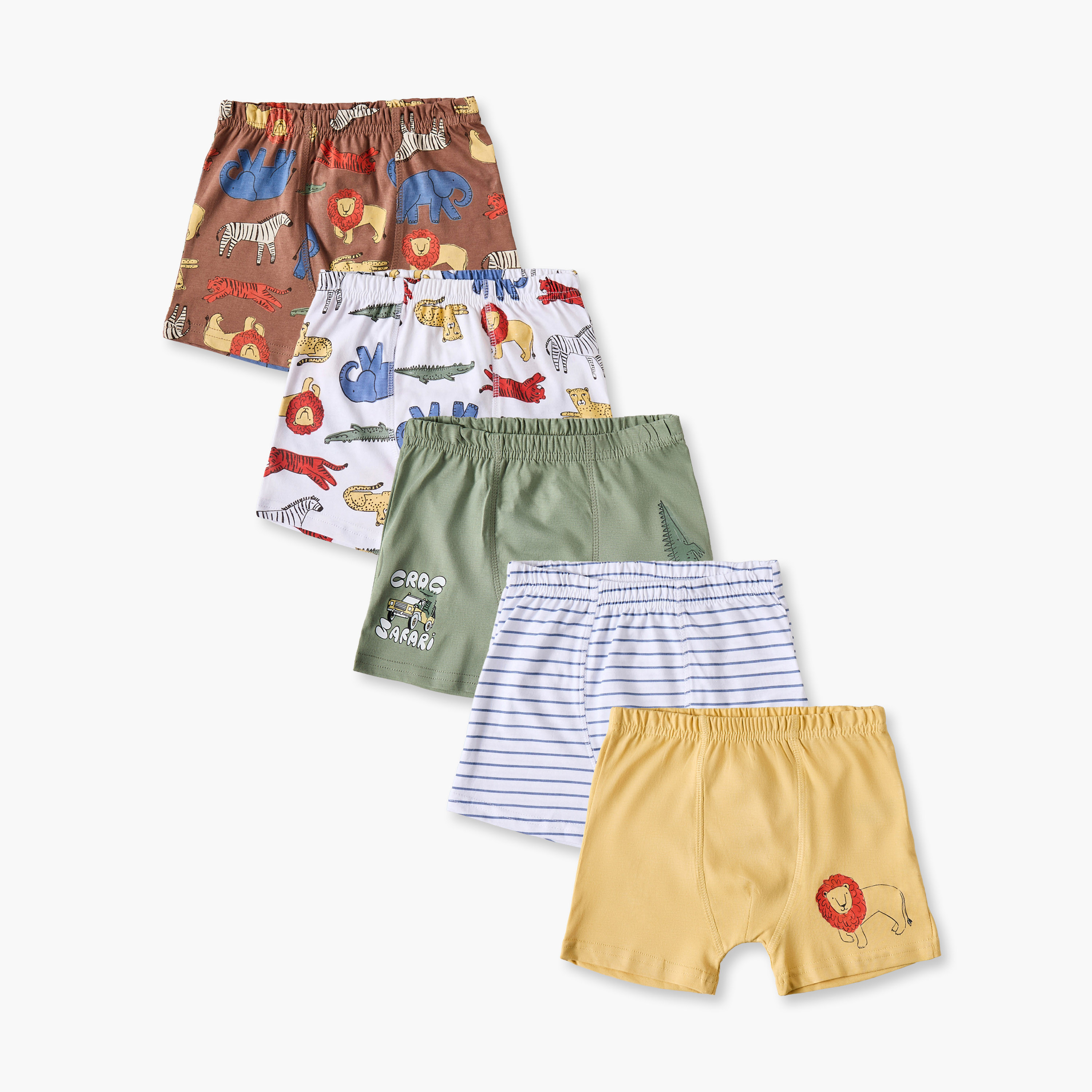 Pack of 5 Juniors Cotton Boxers with Safari Print-baby-boys-clothing-innerwear-image-1