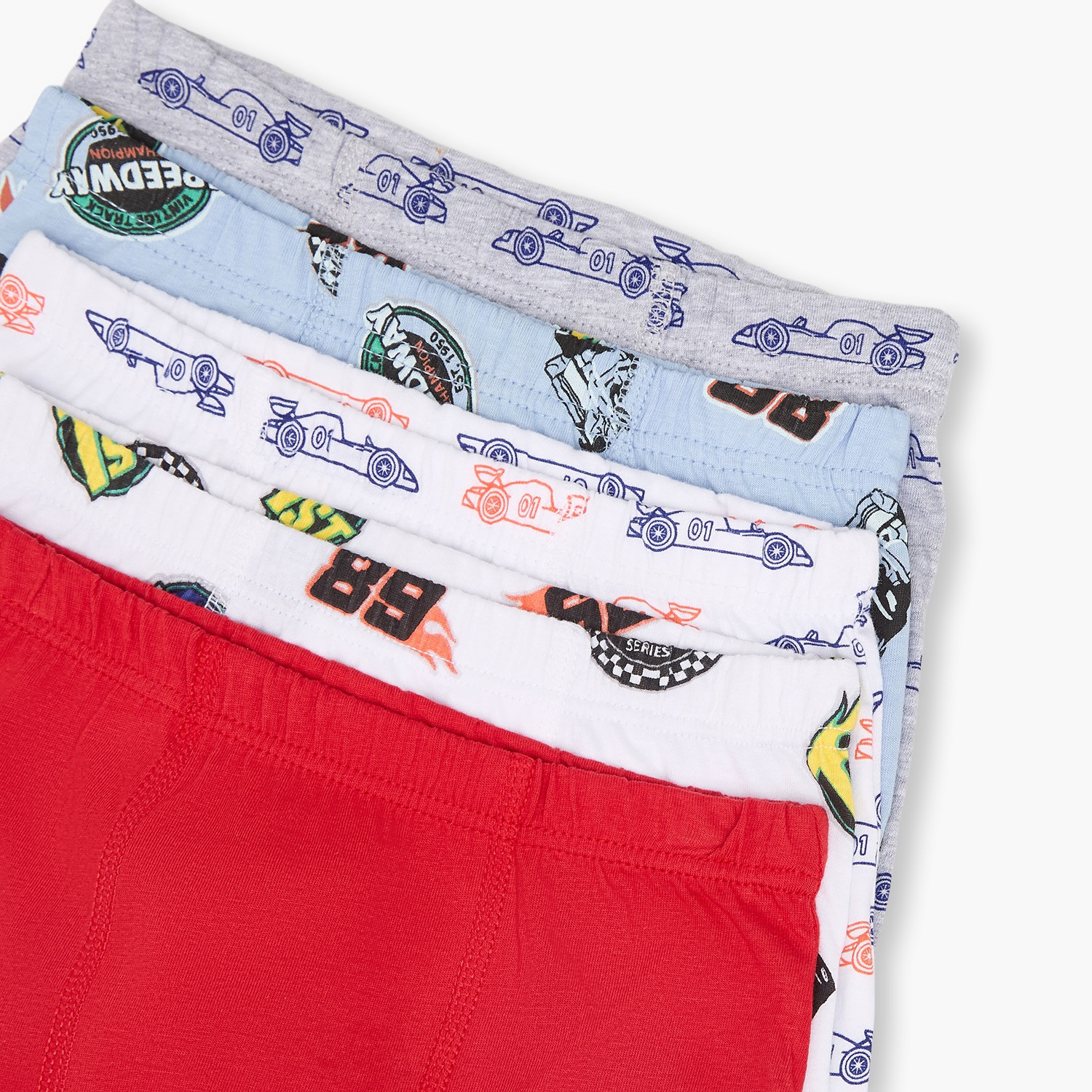 Pack of 5 Juniors Cotton Boxer Briefs with Racing Car Print-baby-boys-clothing-innerwear-image-7