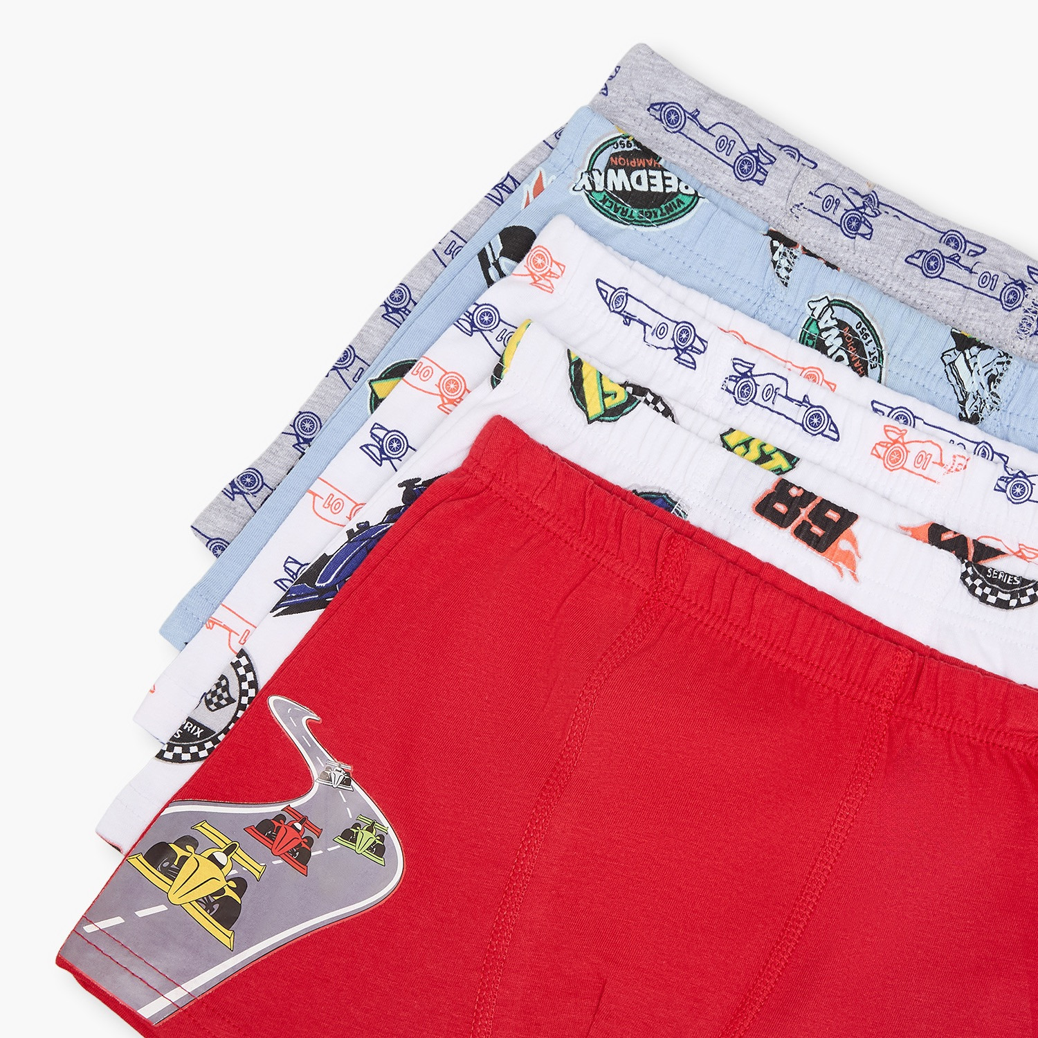 Pack of 5 Juniors Cotton Boxer Briefs with Racing Car Print-baby-boys-clothing-innerwear-image-8