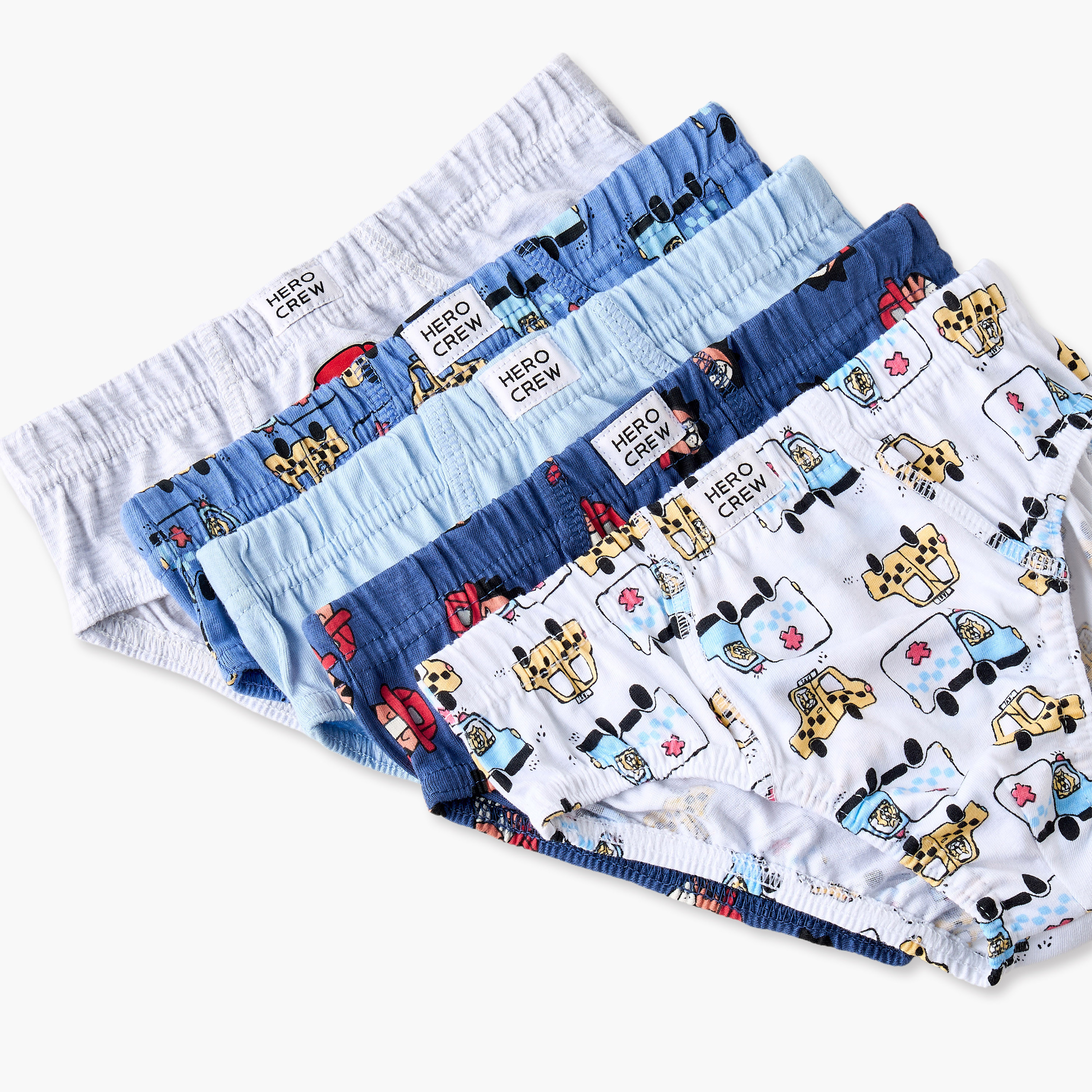 Pack of 5 Juniors Cotton Briefs with Vehicle Print-baby-boys-clothing-innerwear-image-7