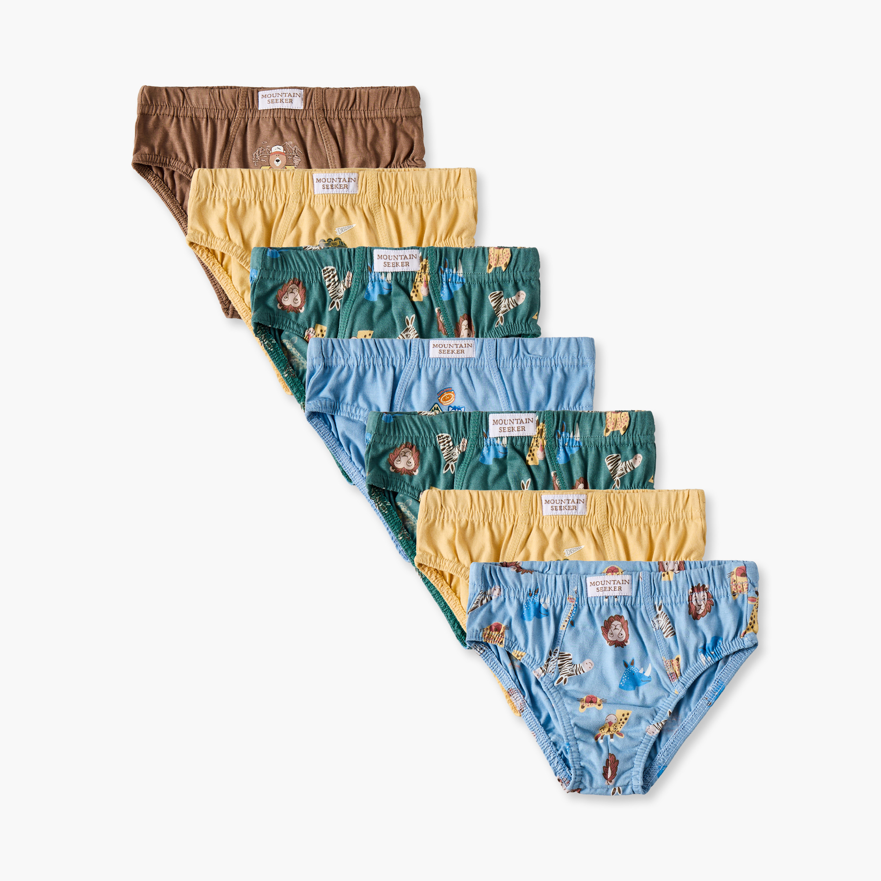 Pack of 7 Juniors Cotton Briefs with Assorted Prints-baby-boys-clothing-innerwear-image-1
