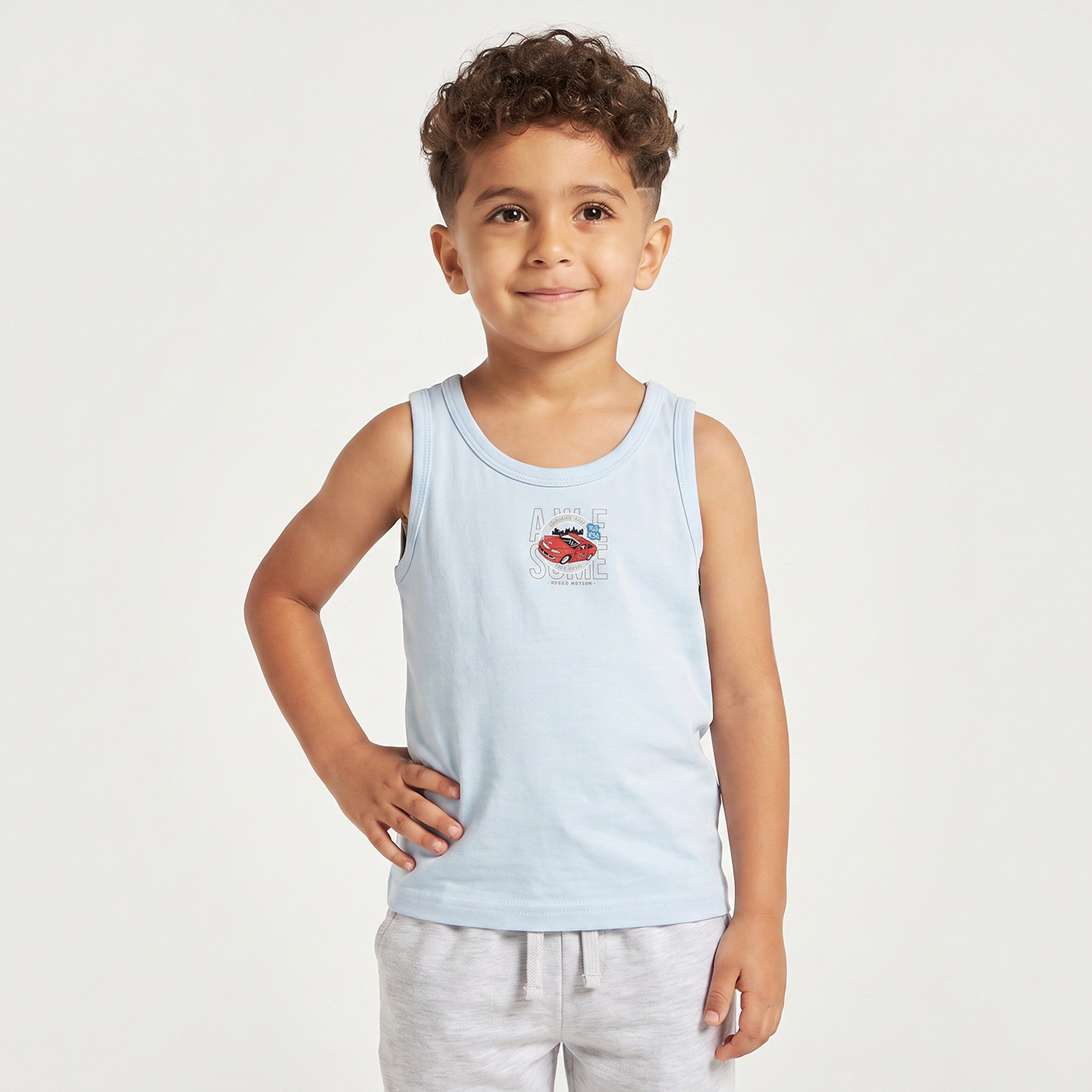 Pack of 5 Juniors Cotton Round Neck Vest with Racing Car Print-baby-boys-clothing-innerwear-image-6
