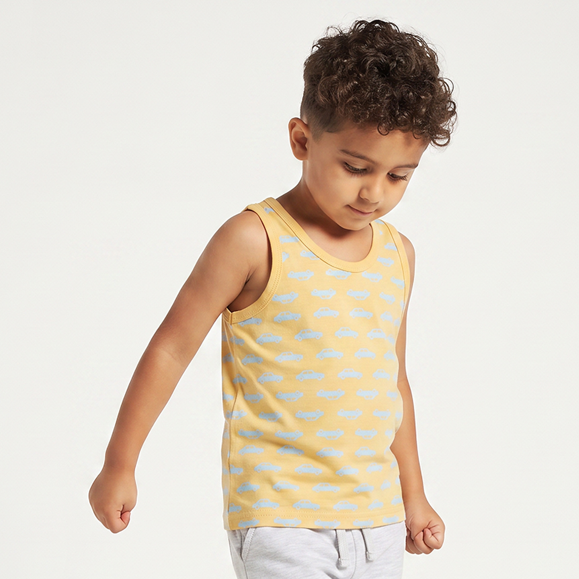 Pack of 5 Juniors Cotton Round Neck Vest with Racing Car Print-baby-boys-clothing-innerwear-image-2