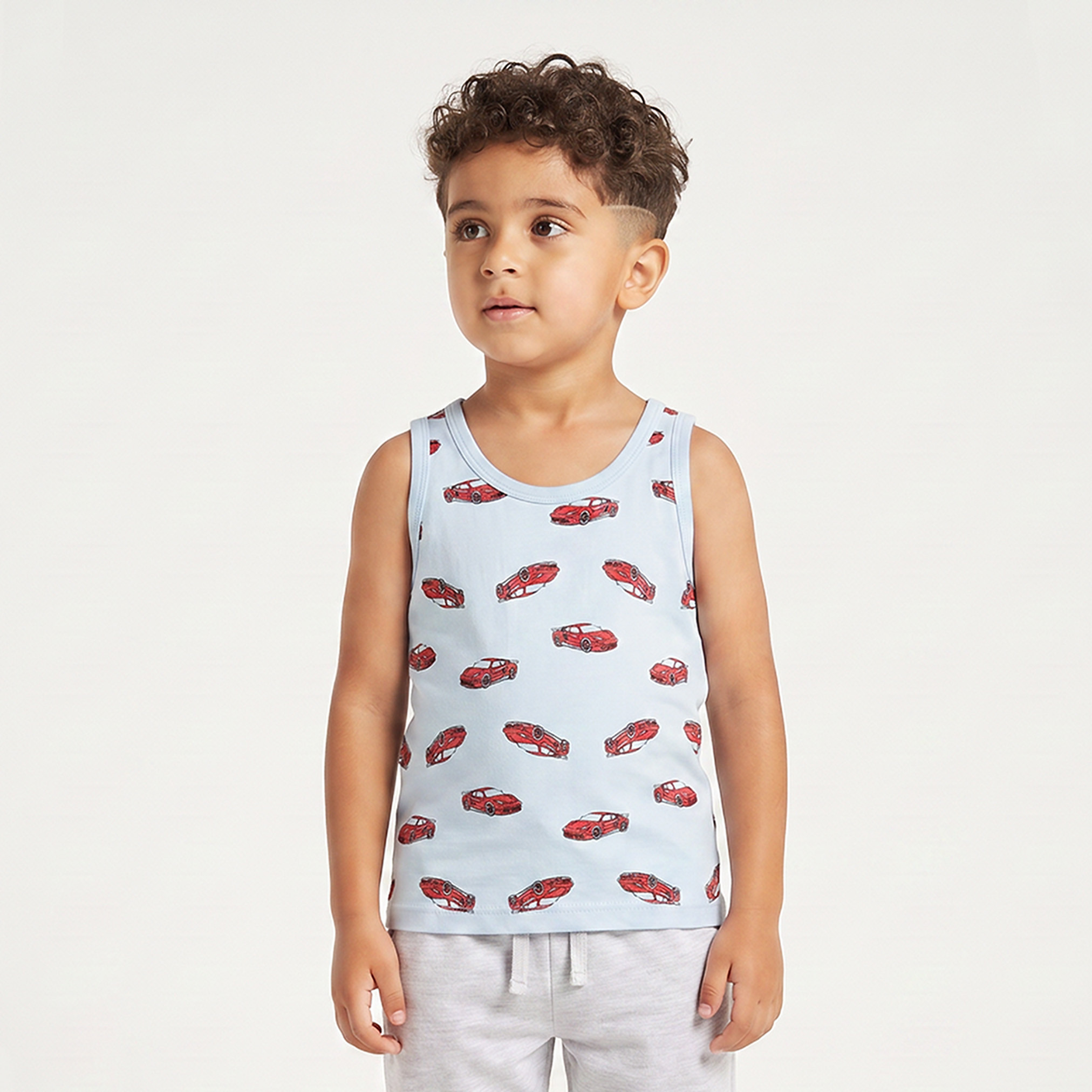 Pack of 5 Juniors Cotton Round Neck Vest with Racing Car Print-baby-boys-clothing-innerwear-image-3