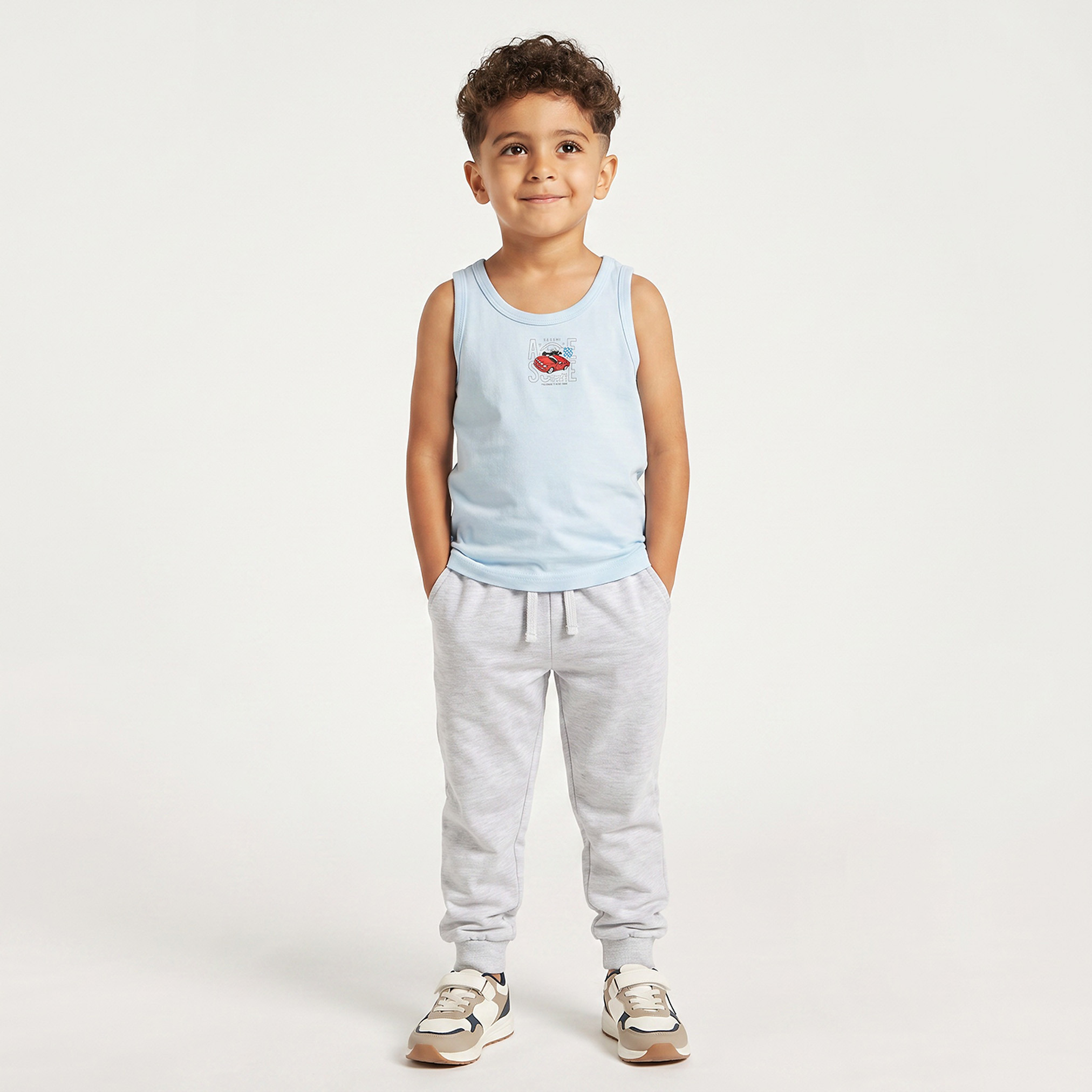 Pack of 5 Juniors Cotton Round Neck Vest with Racing Car Print-baby-boys-clothing-innerwear-image-7