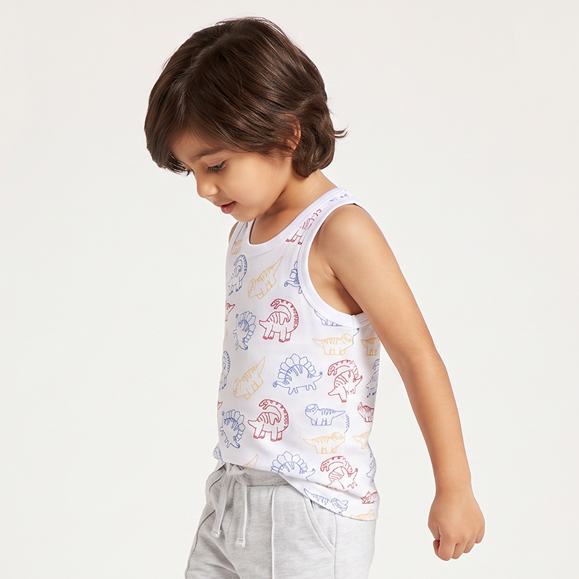 طقم فيست قطن بياقة مستديرة بطبعات ديناصورات من جونيورز - عبوة من 3 قطع-baby-boys-clothing-innerwear-image-4