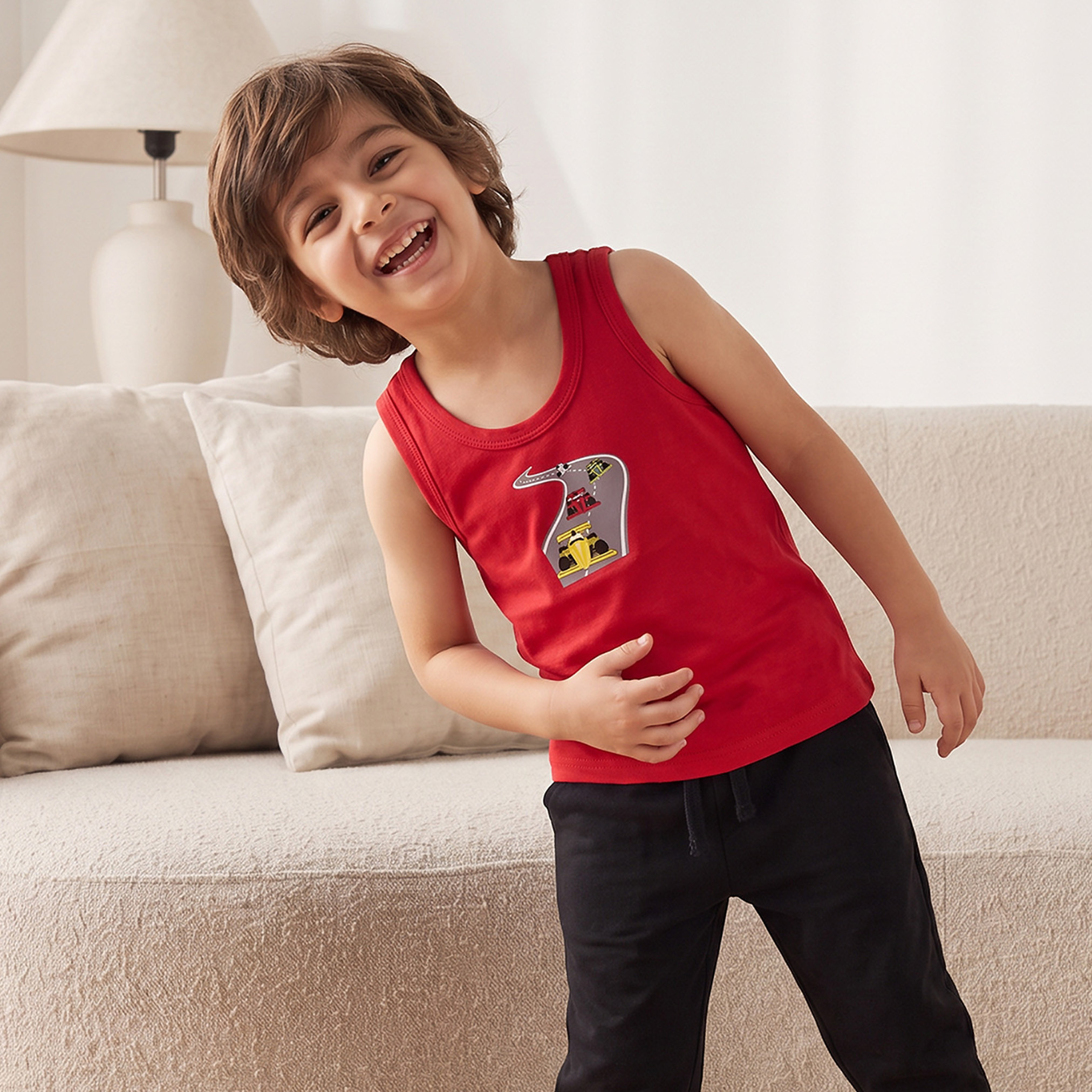فيستات قطن بطبعات سيارات سباق وياقة مستديرة من جونيورز - عبوة 3 قطع-baby-boys-clothing-innerwear-image-3