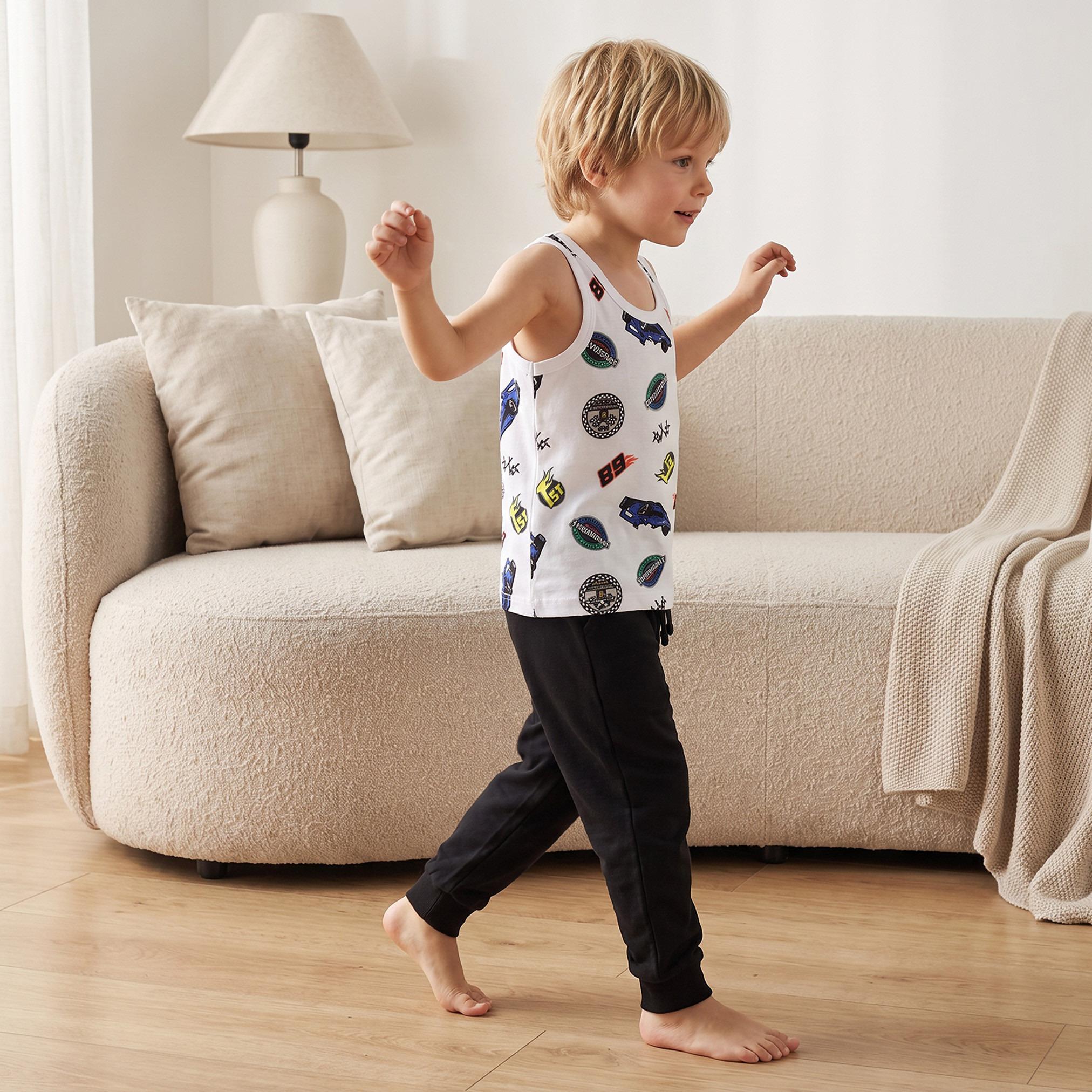 فيستات قطن بطبعات سيارات سباق وياقة مستديرة من جونيورز - عبوة 3 قطع-baby-boys-clothing-innerwear-image-8