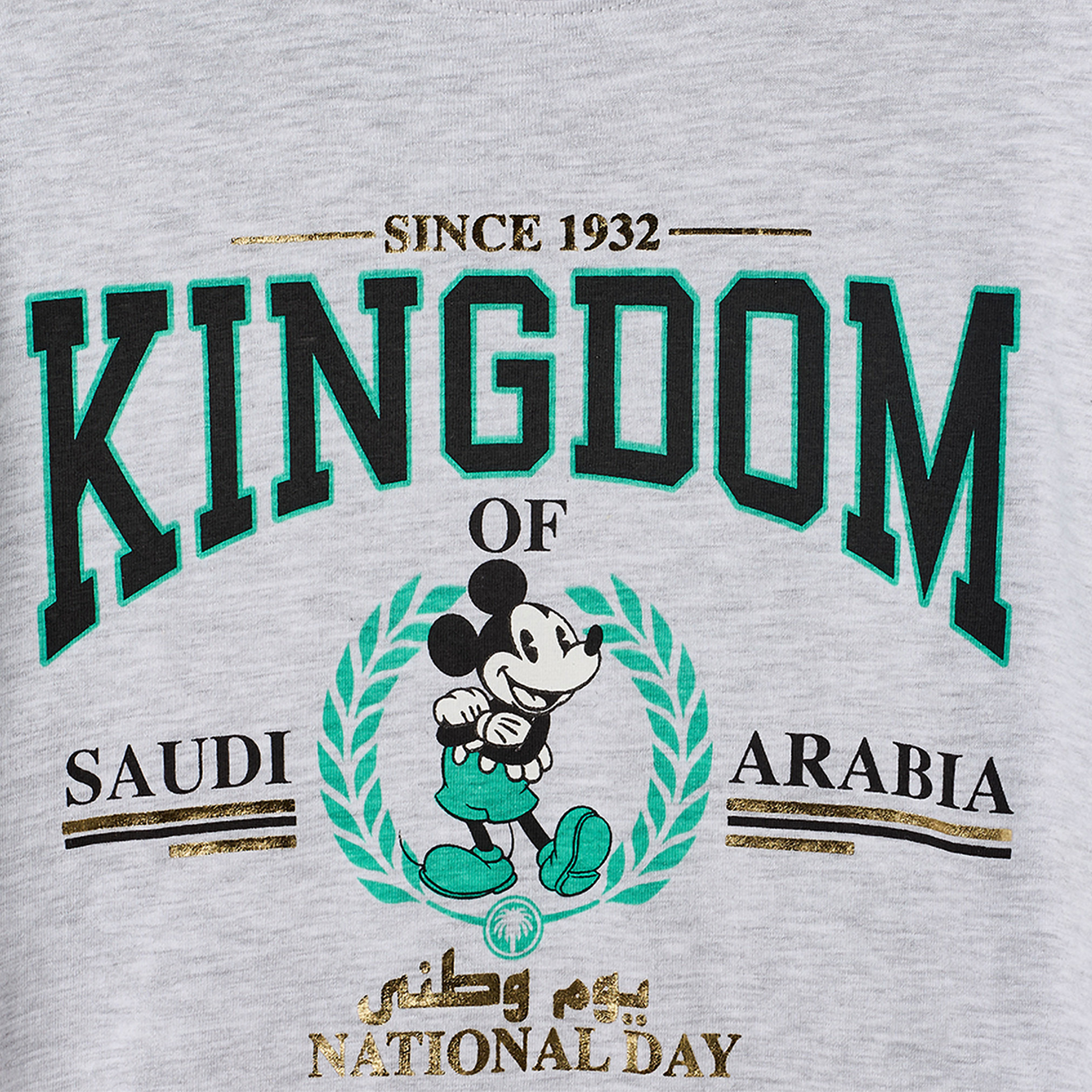 Disney Cotton Crew Neck Long Sleeves Pyjama Set with KSA National Day Print-boys-clothing-nightwear-image-5