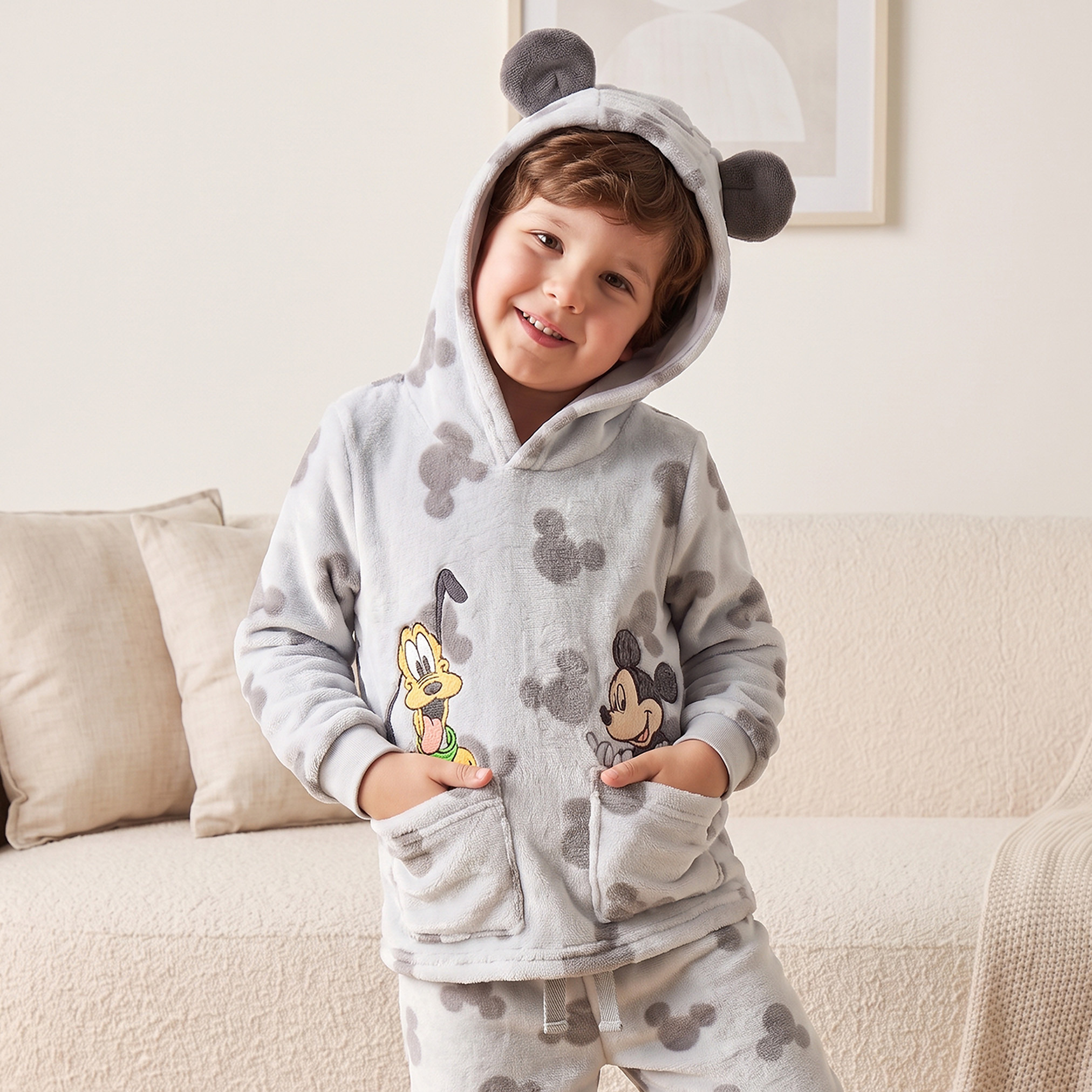 طقم بنطلون بيجاما وسويت شيرت بقبعة وأكمام طويلة وتطريزات من ديزني-boys-clothing-nightwear-image-2