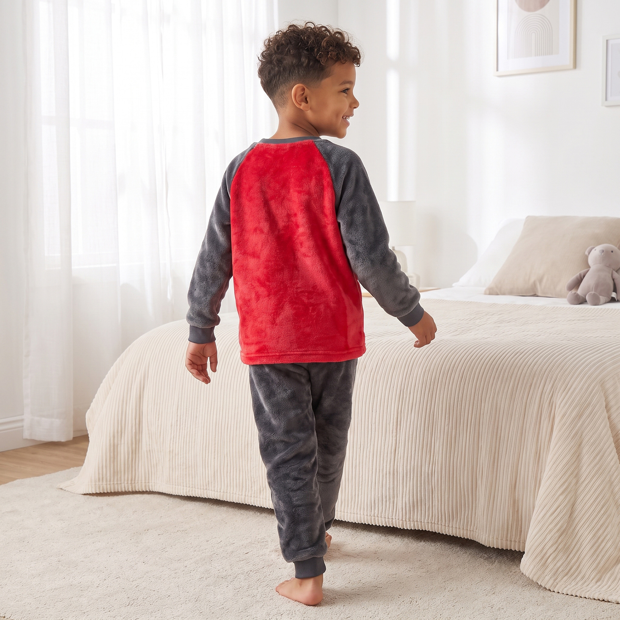 طقم بيجاما بأكمام طويلة وياقة مستديرة بطبعات سبايدرمان بارزة الملمس-boys-clothing-nightwear-image-4