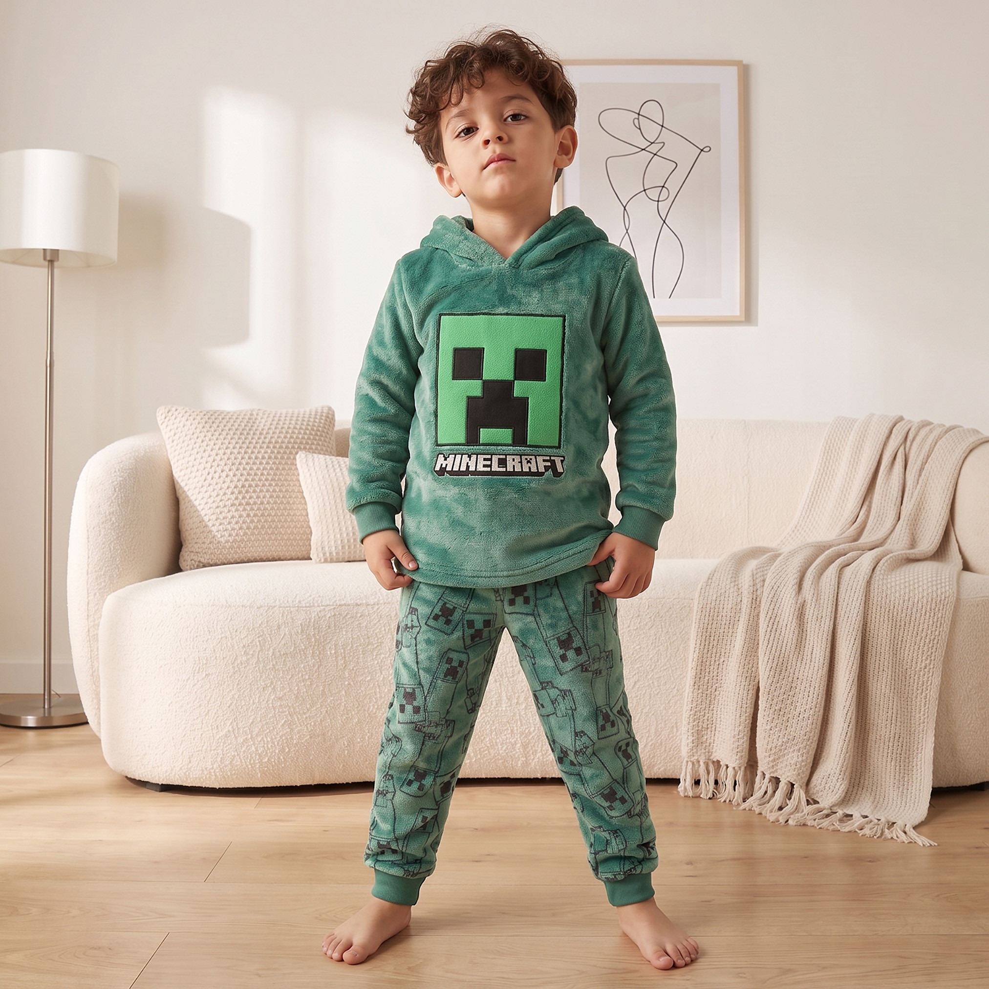 Minecraft Hooded Long Sleeves Pyjama Set with Print-boys-clothing-nightwear-image-1