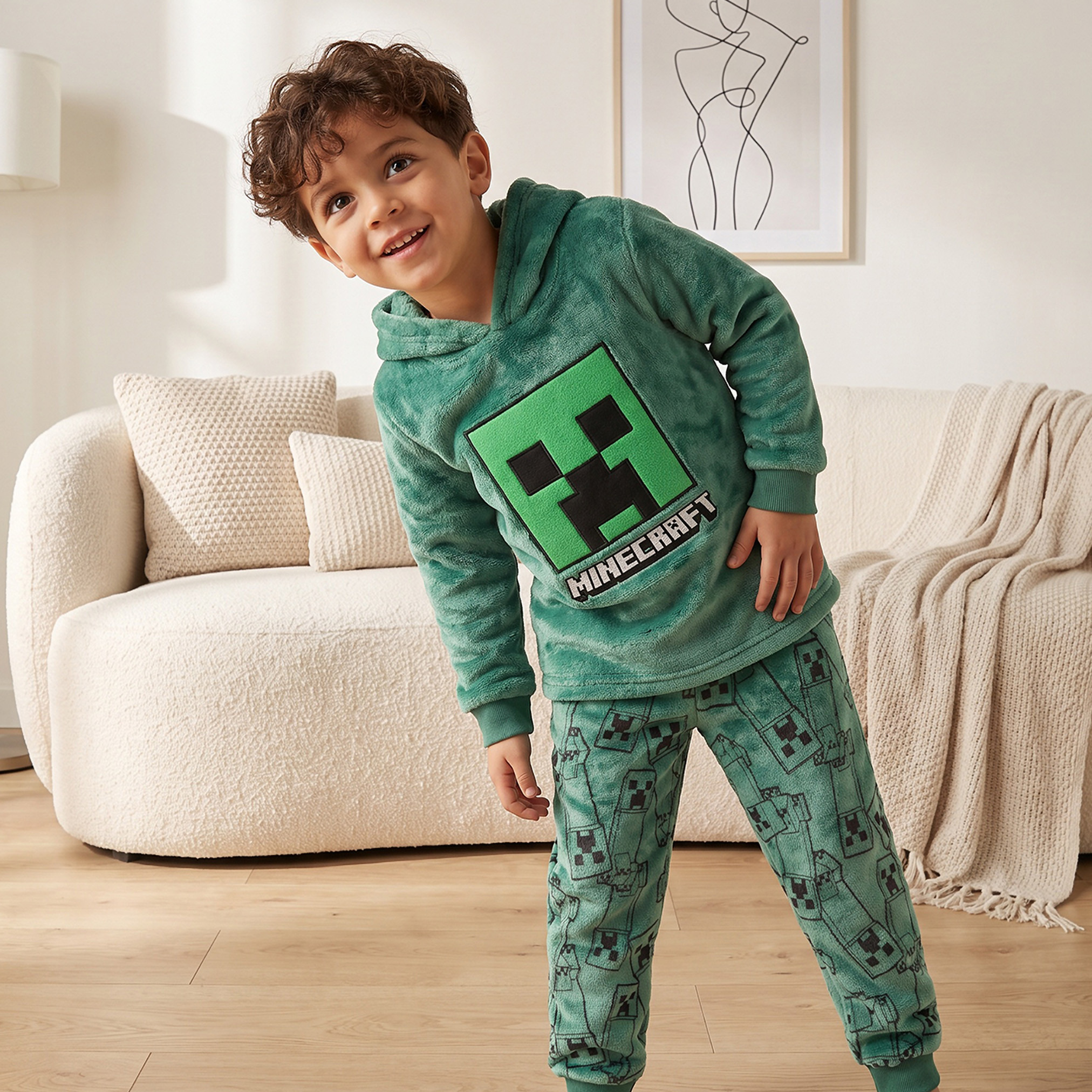 Minecraft Hooded Long Sleeves Pyjama Set with Print-boys-clothing-nightwear-image-4