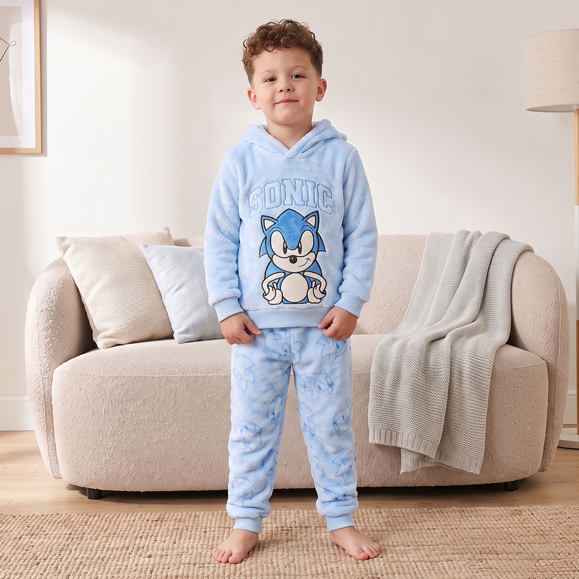 طقم بيجاما بياقة قبعة وأكمام طويلة وتطريز سونيك-boys-clothing-nightwear-image-1