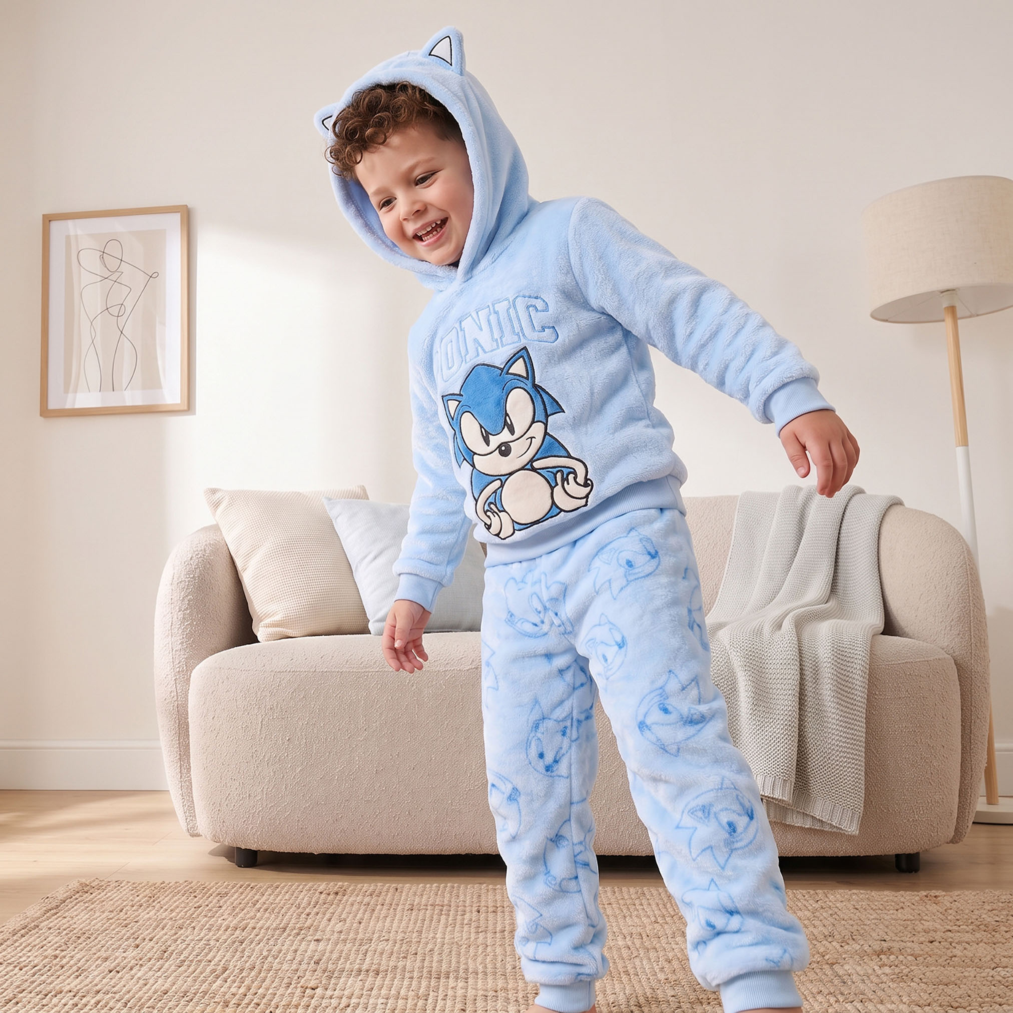 طقم بيجاما بياقة قبعة وأكمام طويلة وتطريز سونيك-boys-clothing-nightwear-image-5